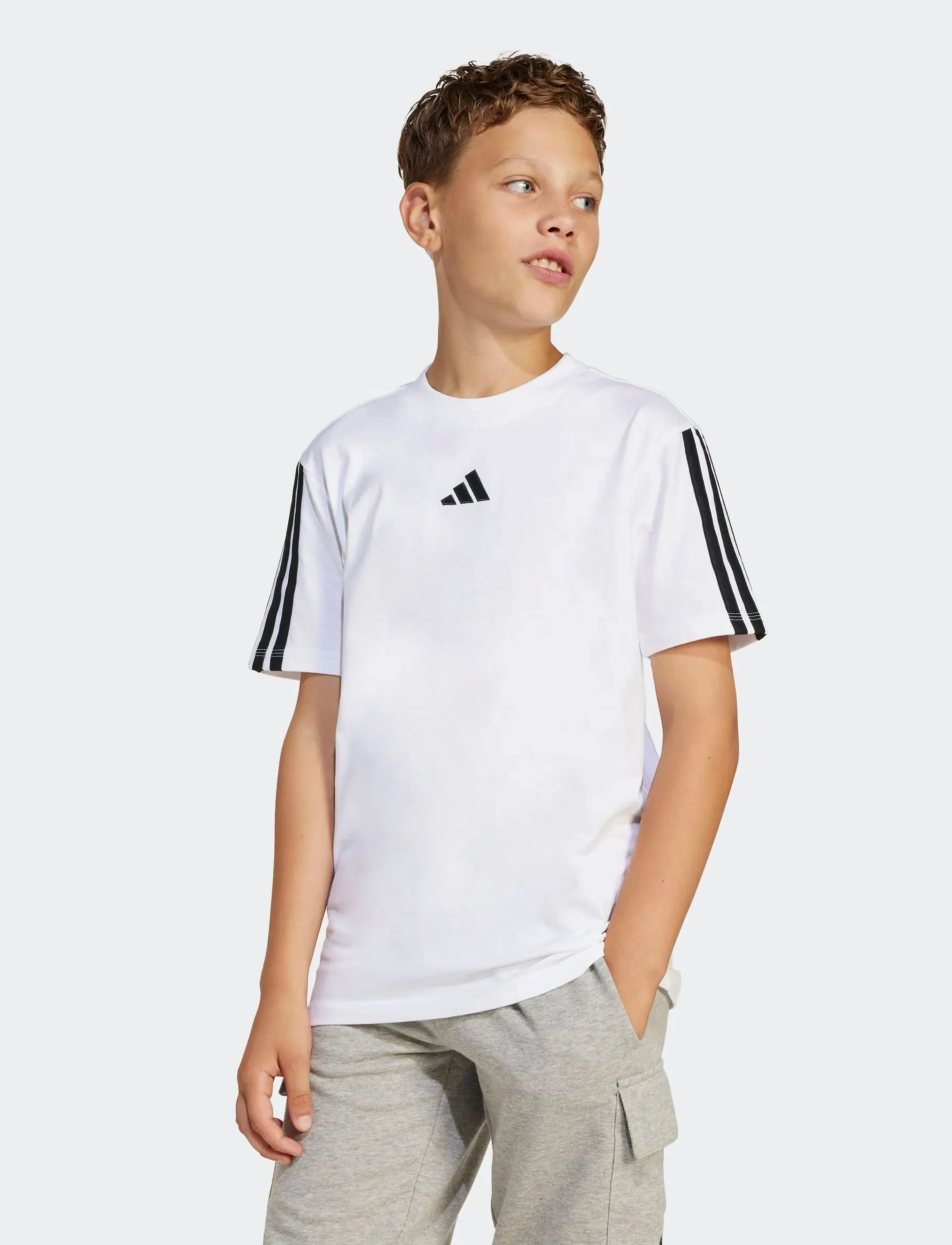adidas Sportswear J 3S TEE 160 - Toppe og t-shirts - WHITE/BLACK / white