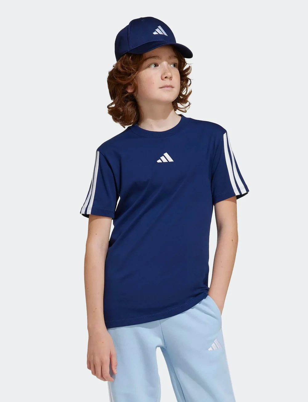 adidas Sportswear - J 3S TEE 160 - short-sleeved t-shirts - dkblue/white - 0