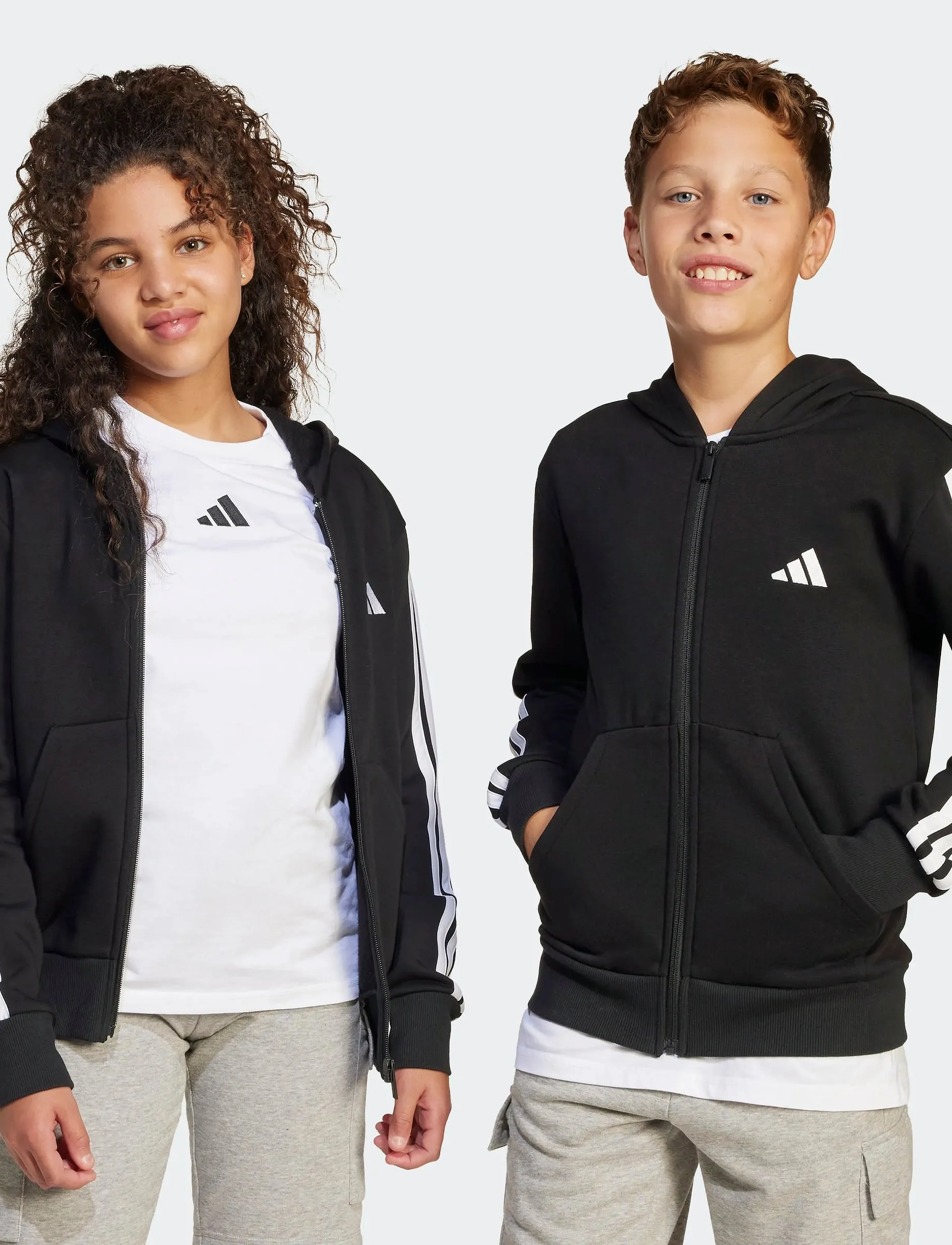 adidas Sportswear - J 3S FL FZ HD - hættetrøjer - black/white - 5