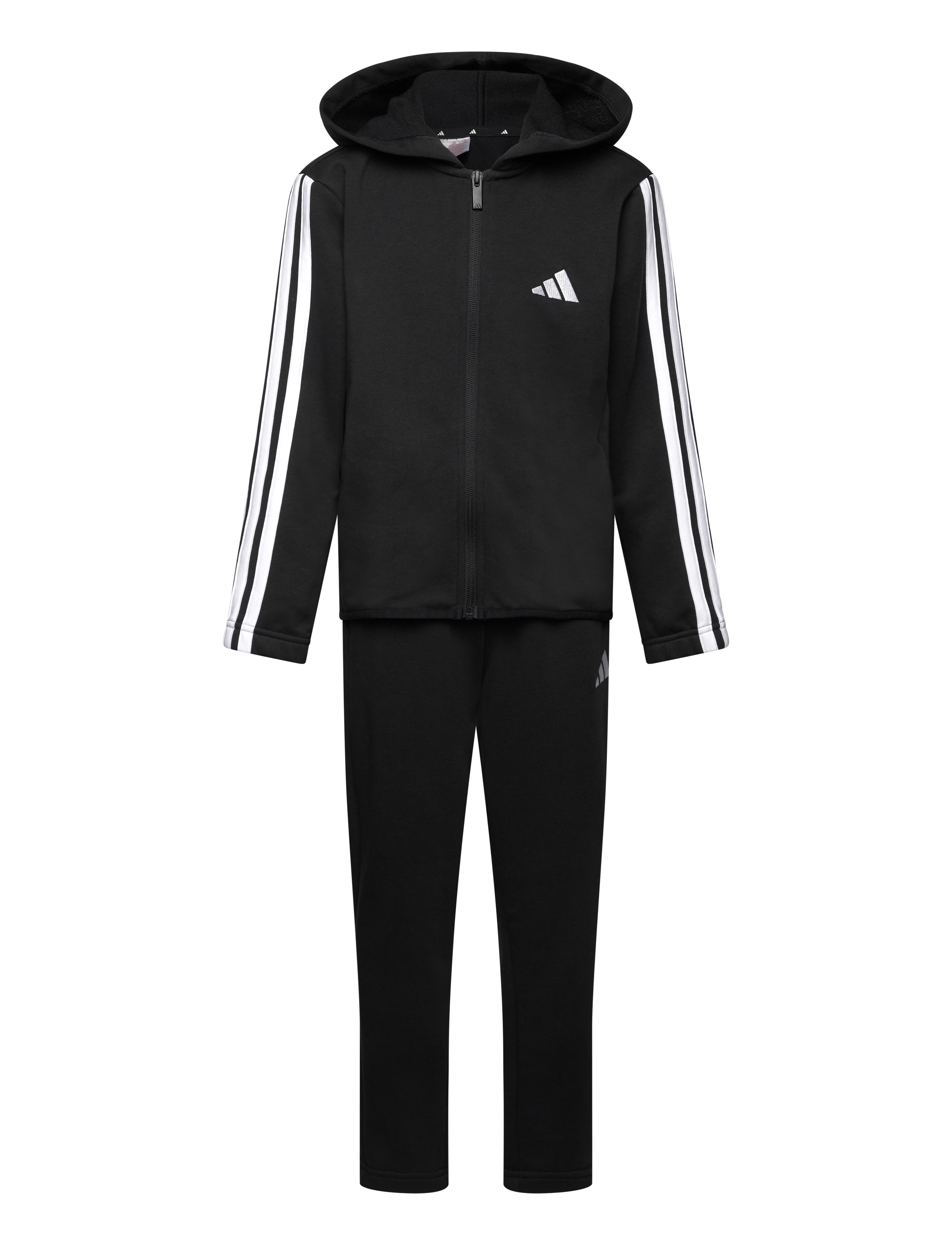 adidas Sportswear J 3S Ft Ts 220, Børn, Træningsdragt med Hætte, Sort, Str: 128