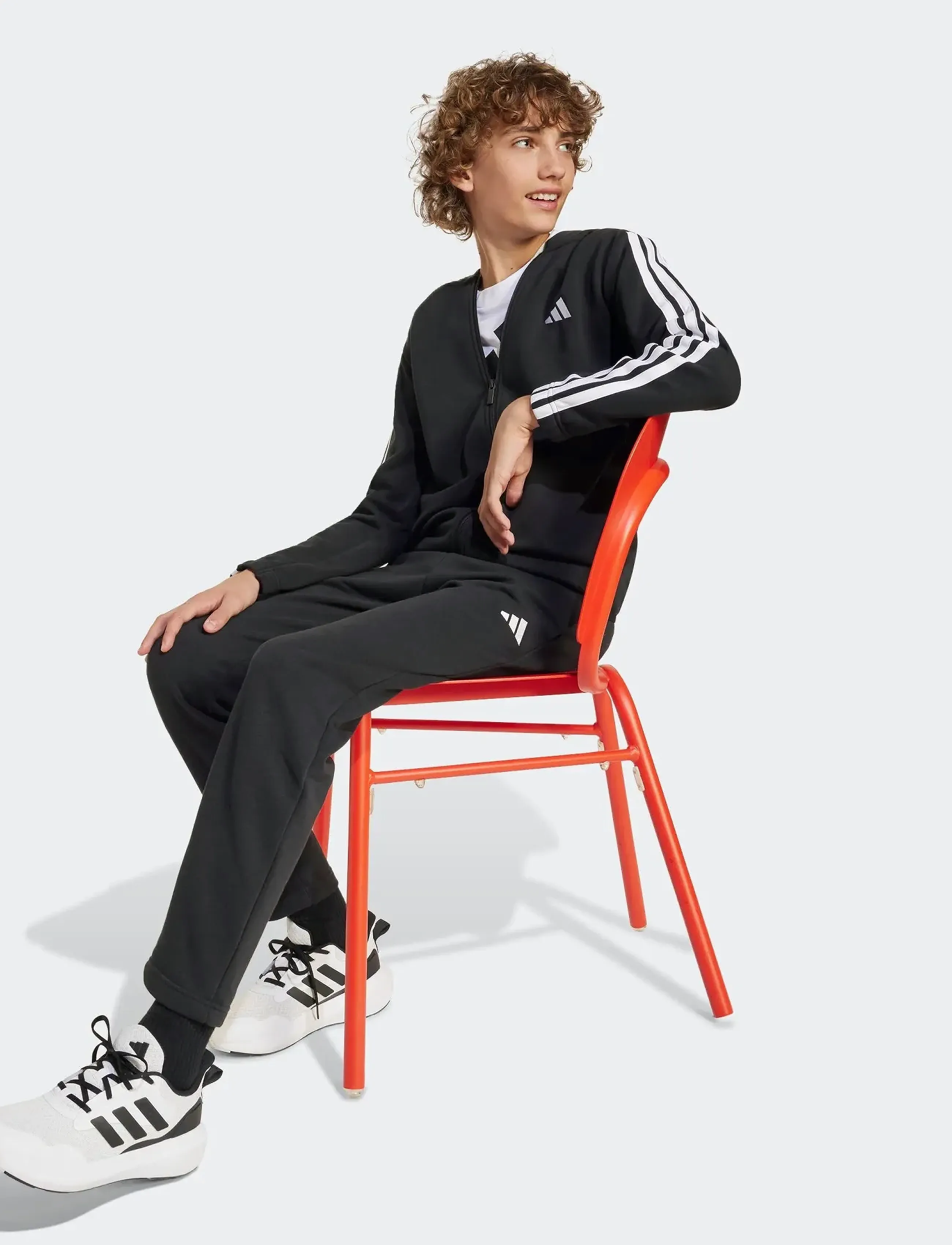 adidas Sportswear J 3S FT TS 220 - Sets - BLACK/WHITE / black