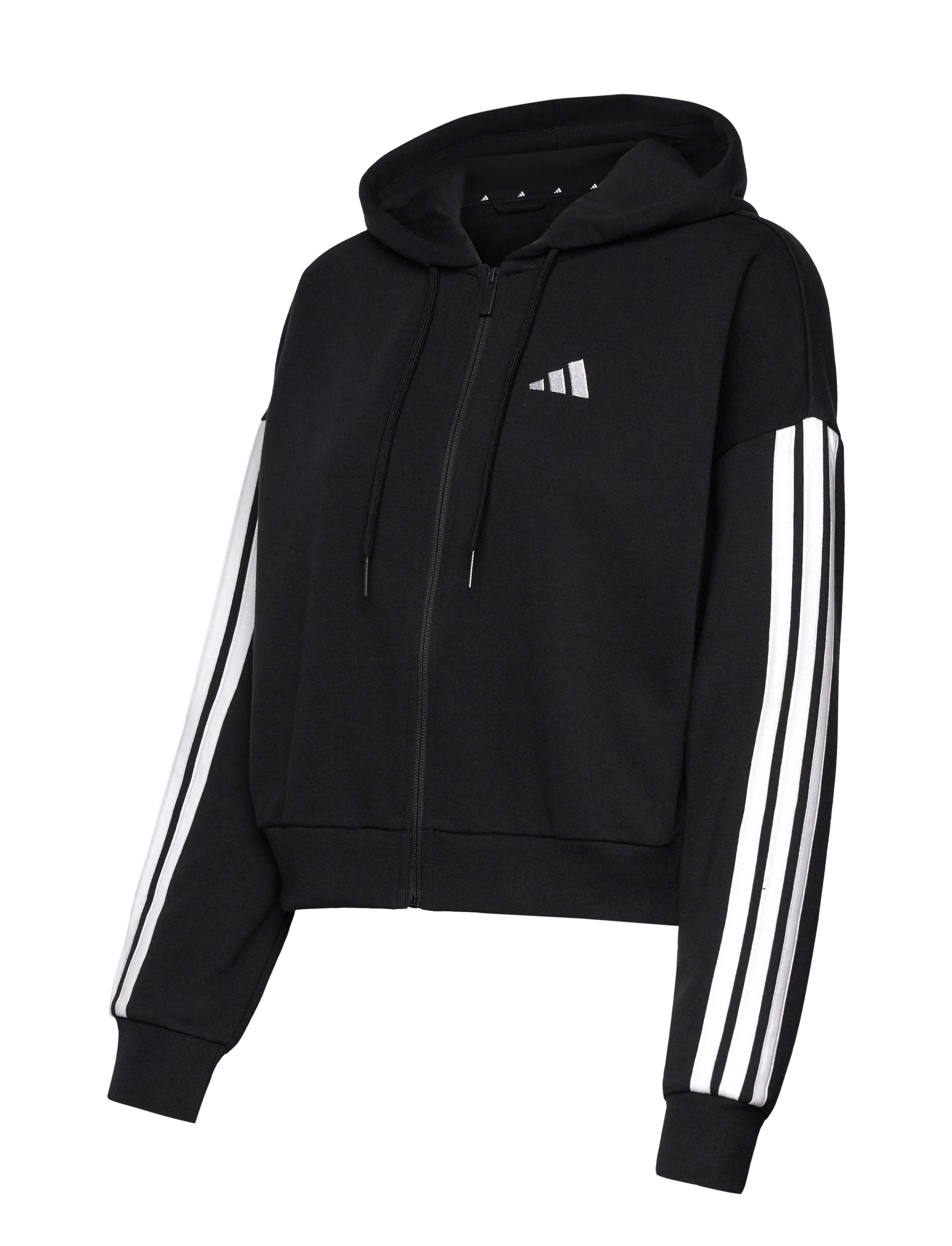 adidas Sportswear - W 3S FT FZ HD - huvtröjor - black/white - 3