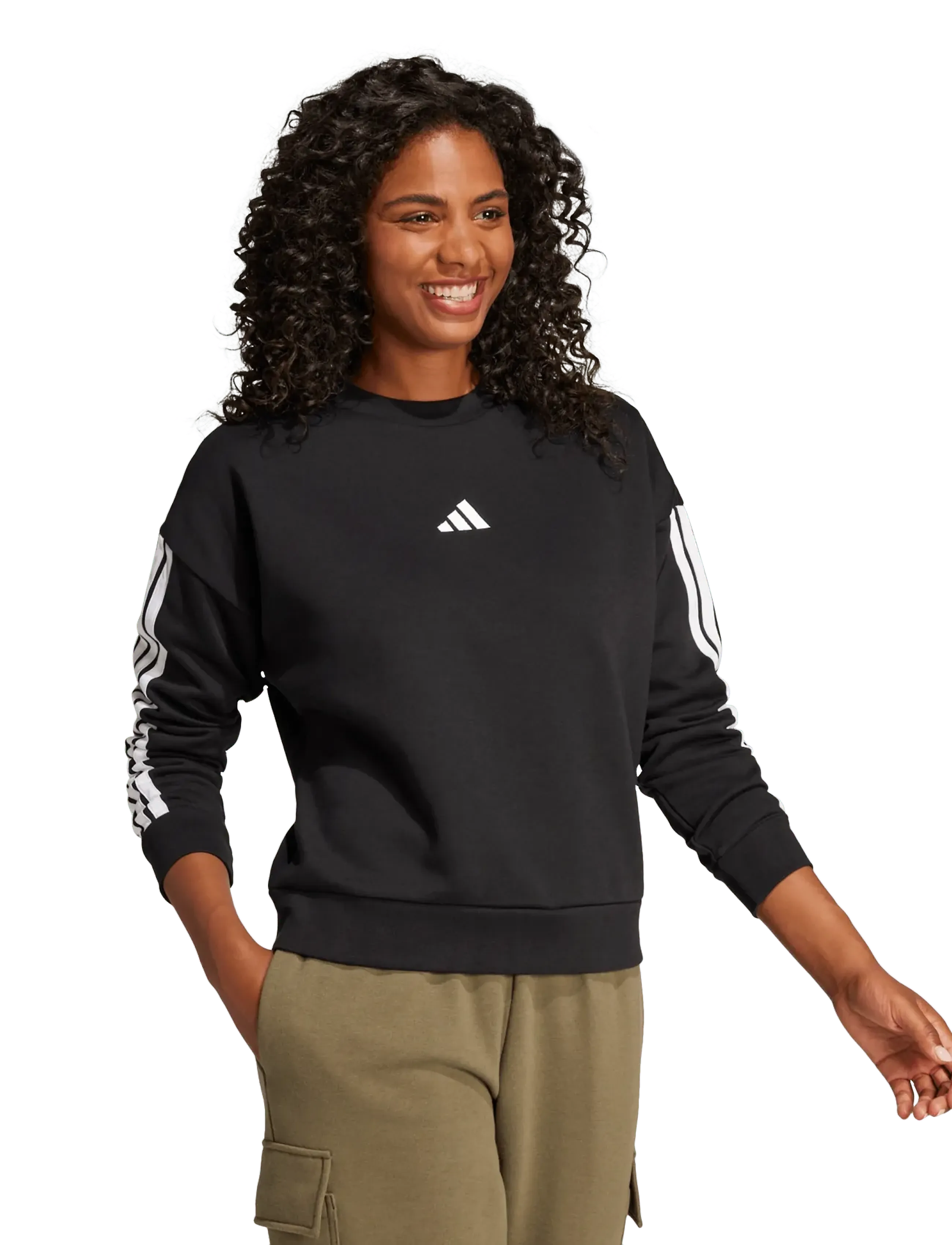 adidas Sportswear W 3S Fl Swt, M, Schwarz, Frauen