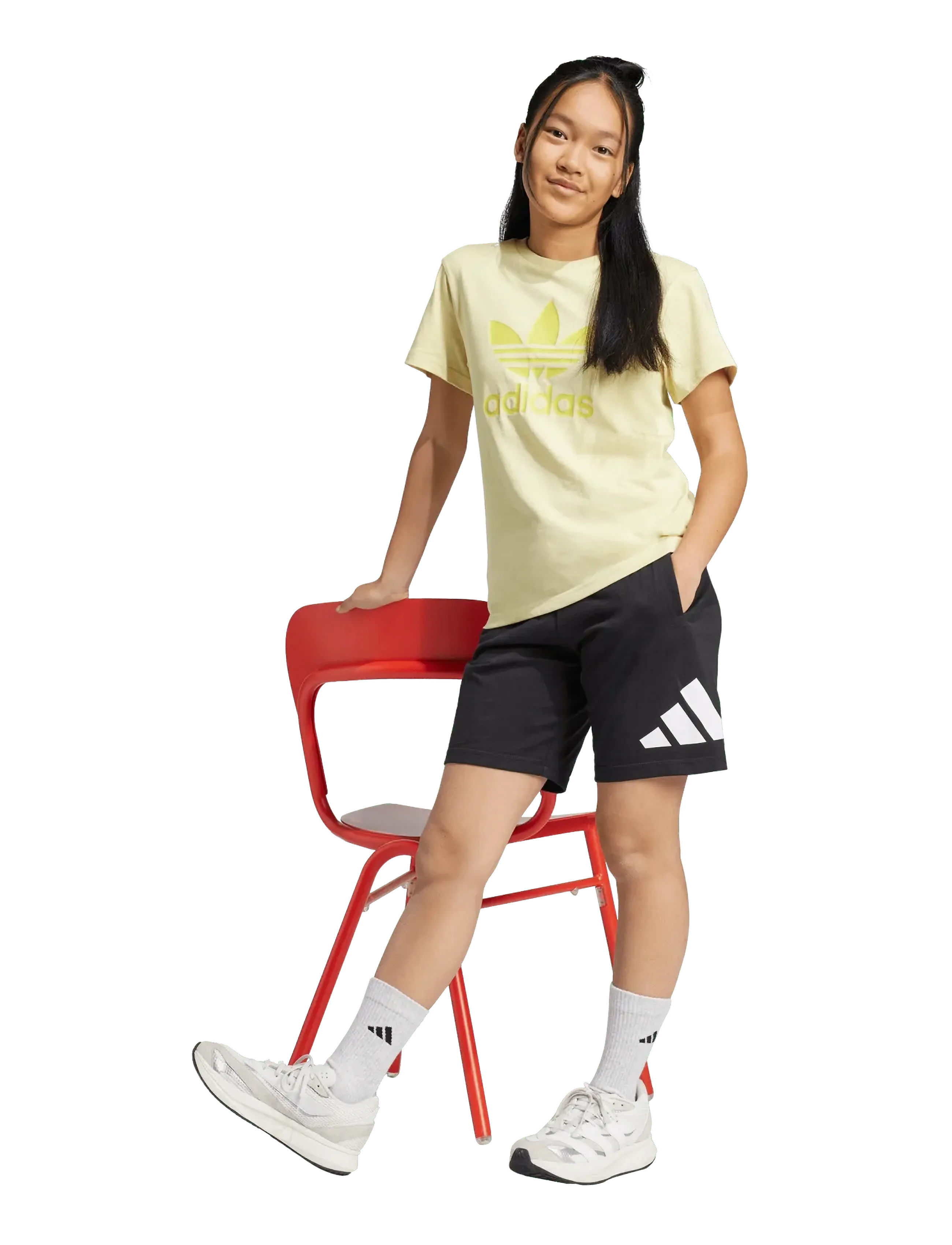 adidas Sportswear J BL KN SH 210 - Bottoms - BLACK/WHITE / black