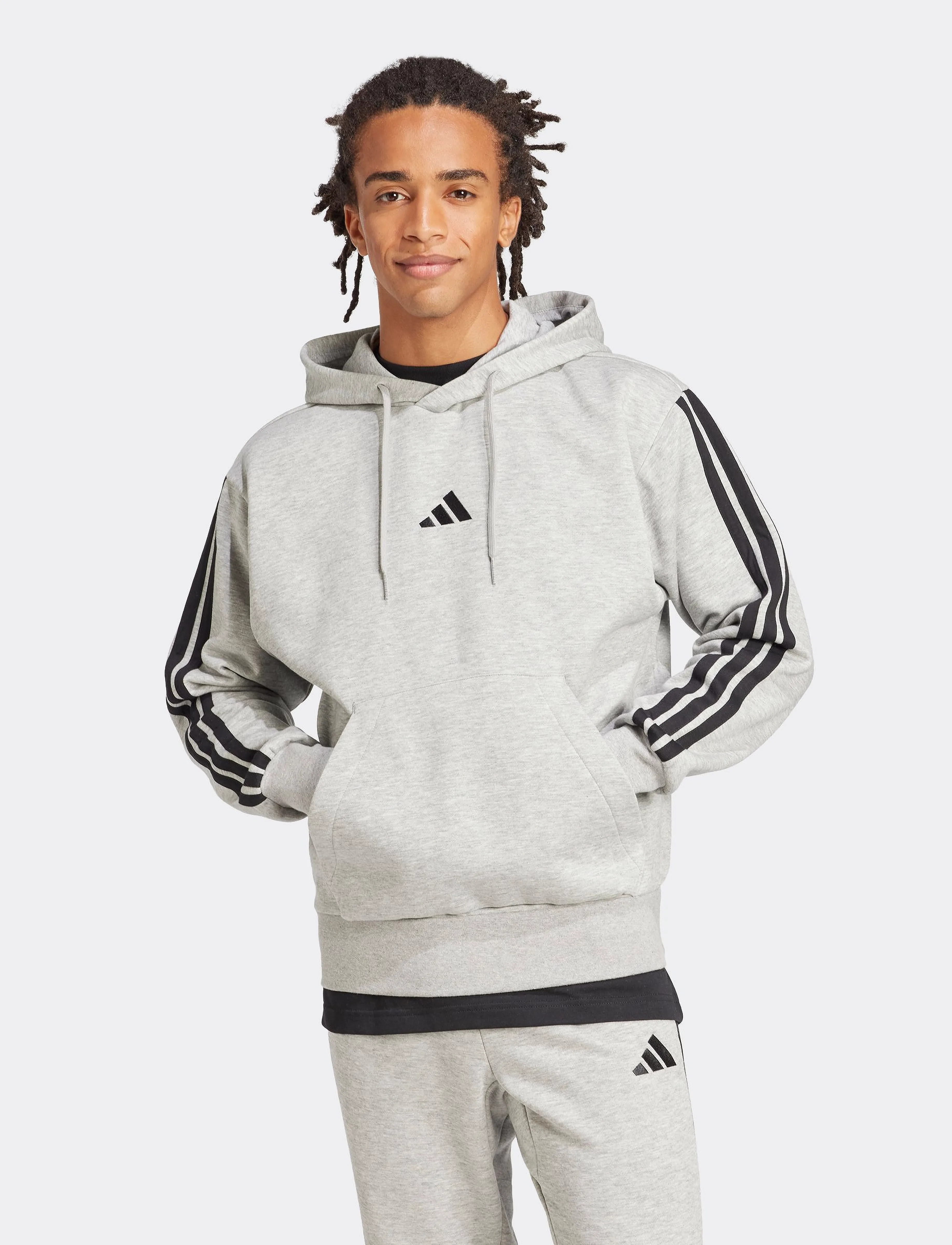 adidas Sportswear - M 3S FL HD - džemperiai su gobtuvu - mgreyh/black - 3
