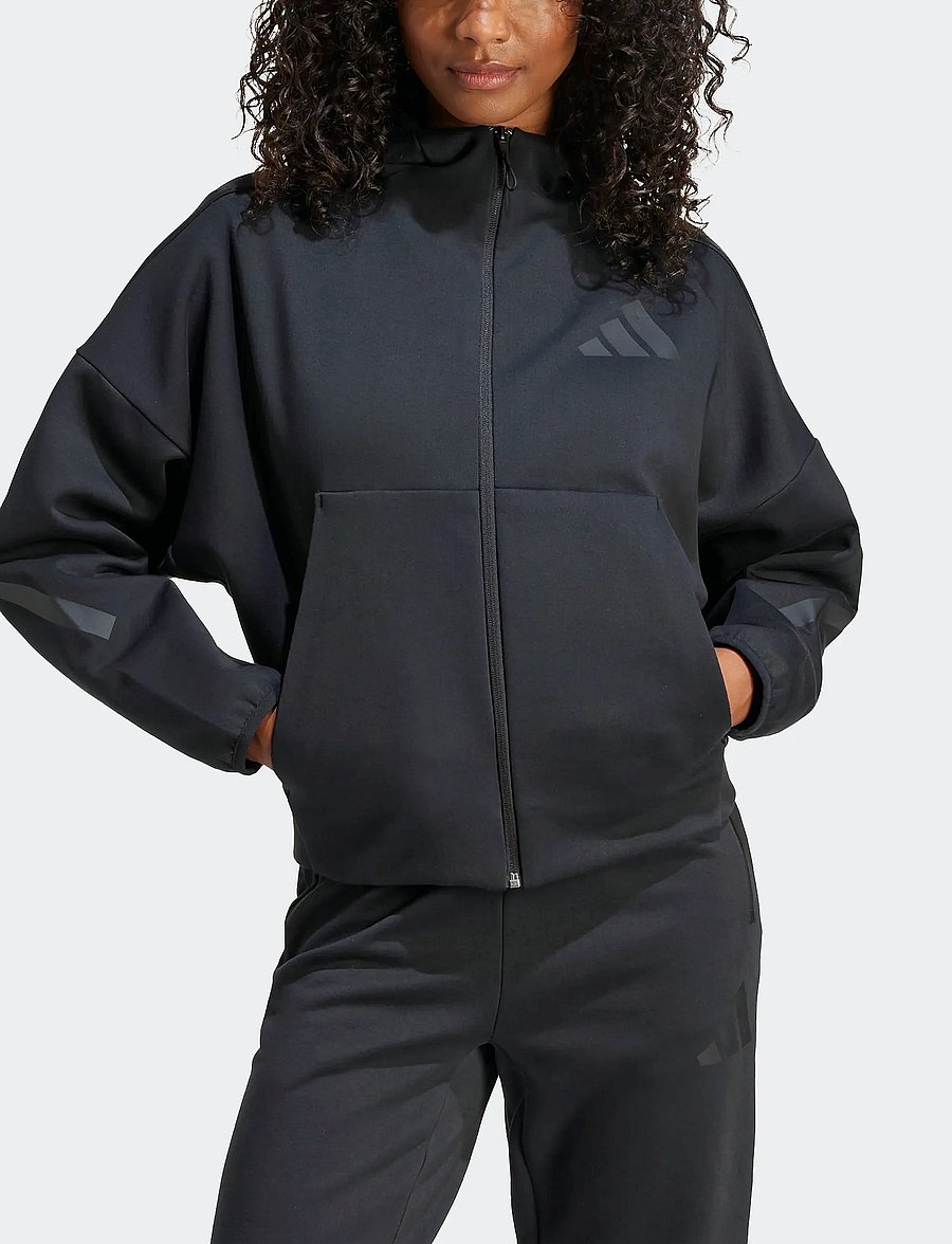 adidas Sportswear - W Z.N.E. FZ - dressipluusid ja pusad - black - 0