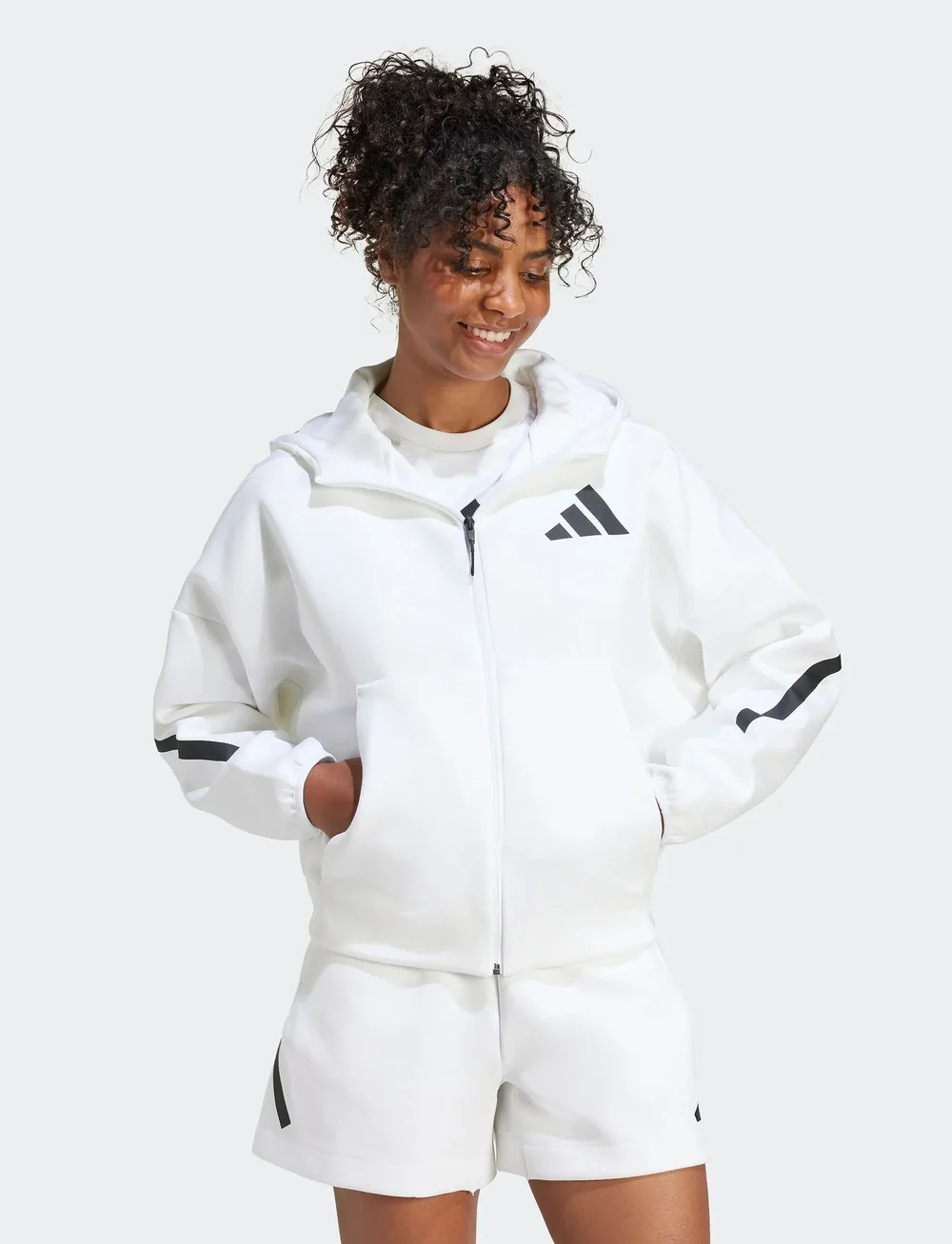 adidas Sportswear - W Z.N.E. FZ - hættetrøjer - white - 5
