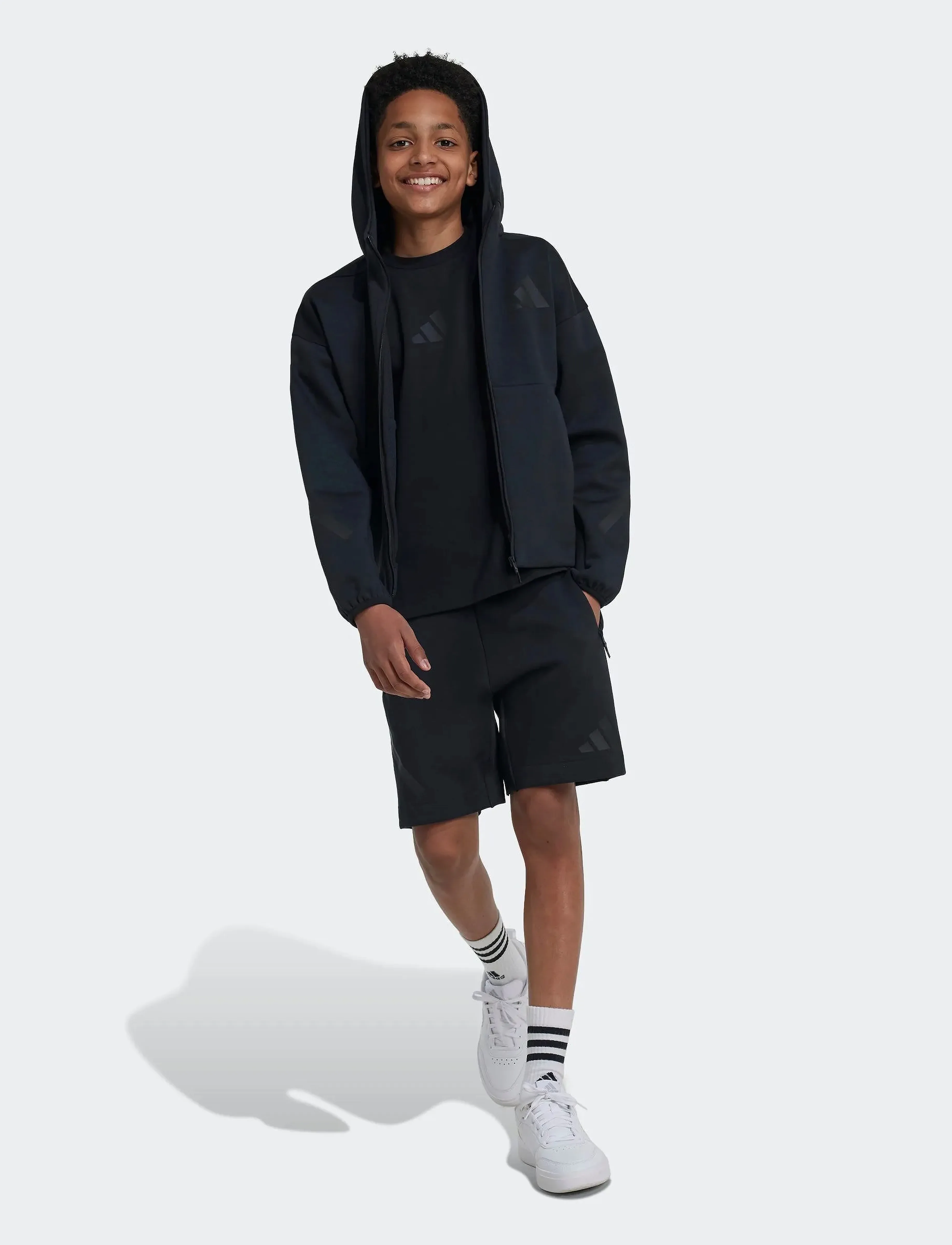 adidas Sportswear J Z.n.e.fz, Børn, Lynlås Hættetrøje, Sort, Str: 128