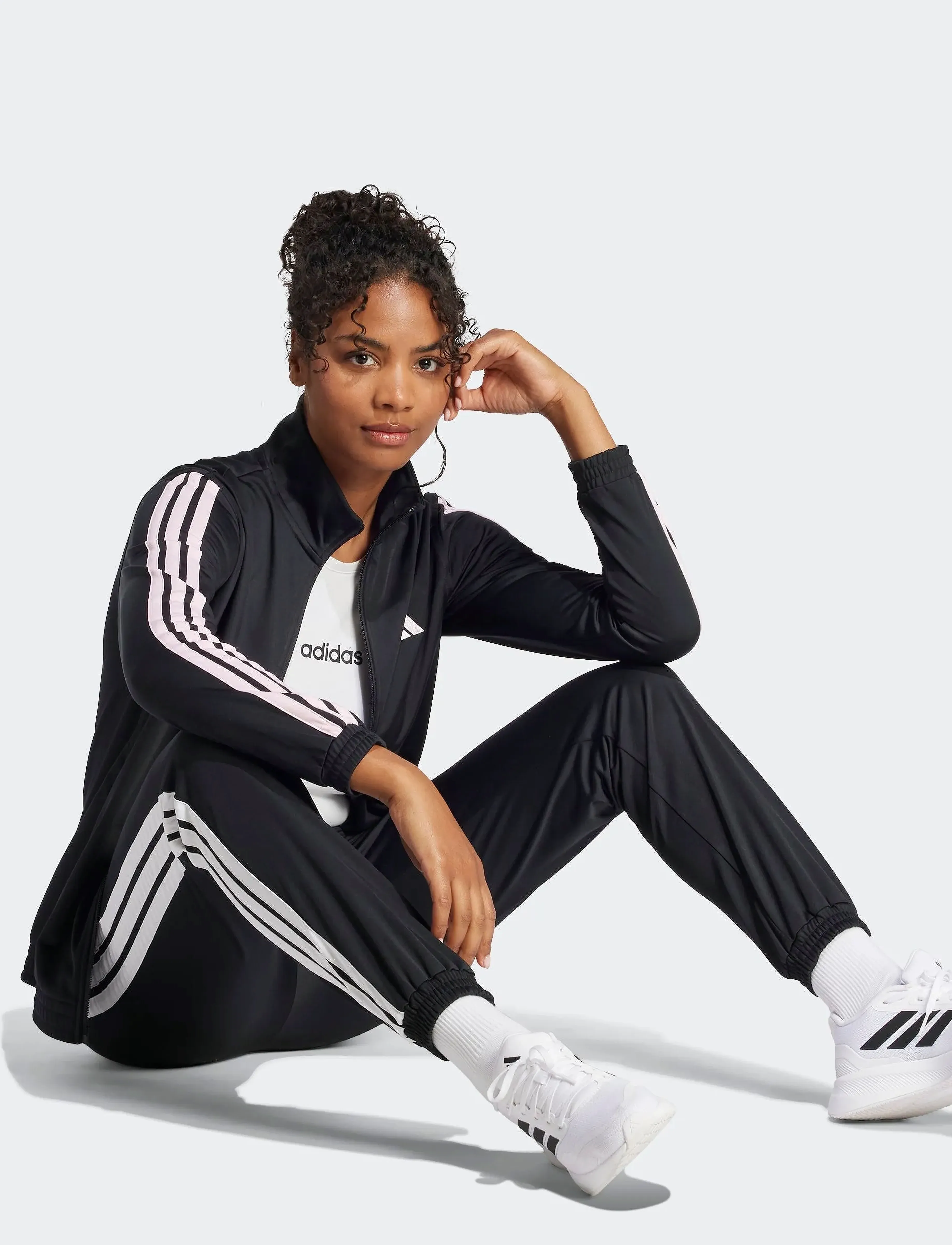 adidas Sportswear W 3S TP TRIC - Trainingshosen - BLACK/WHITE / black