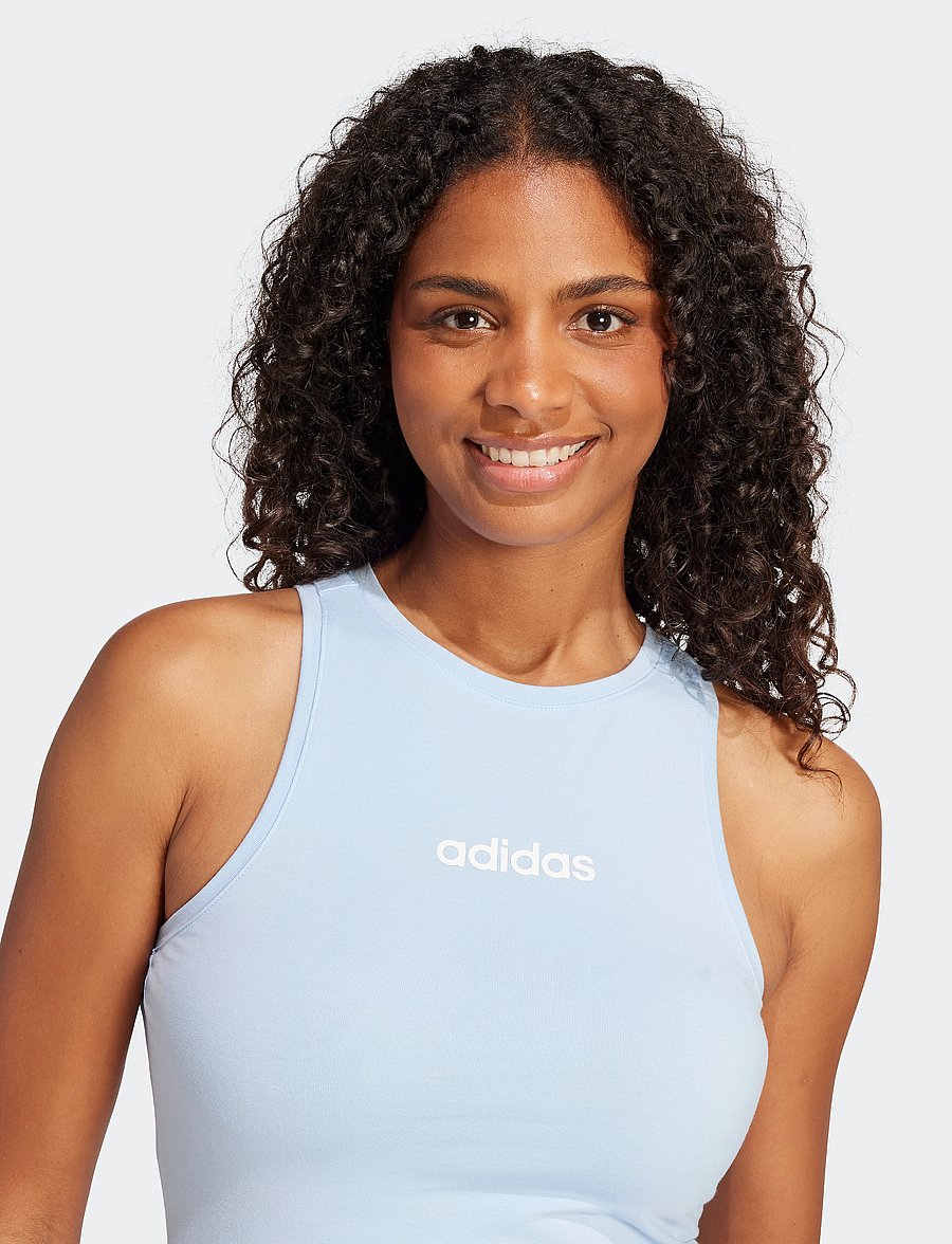 adidas Sportswear - W LIN SJ TK - tank tops - globlu/white - 4