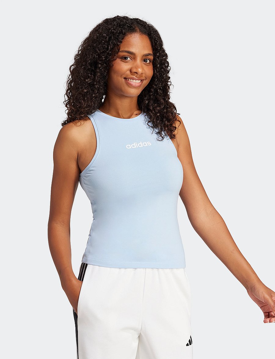 adidas Sportswear - W LIN SJ TK - tank tops - globlu/white - 5