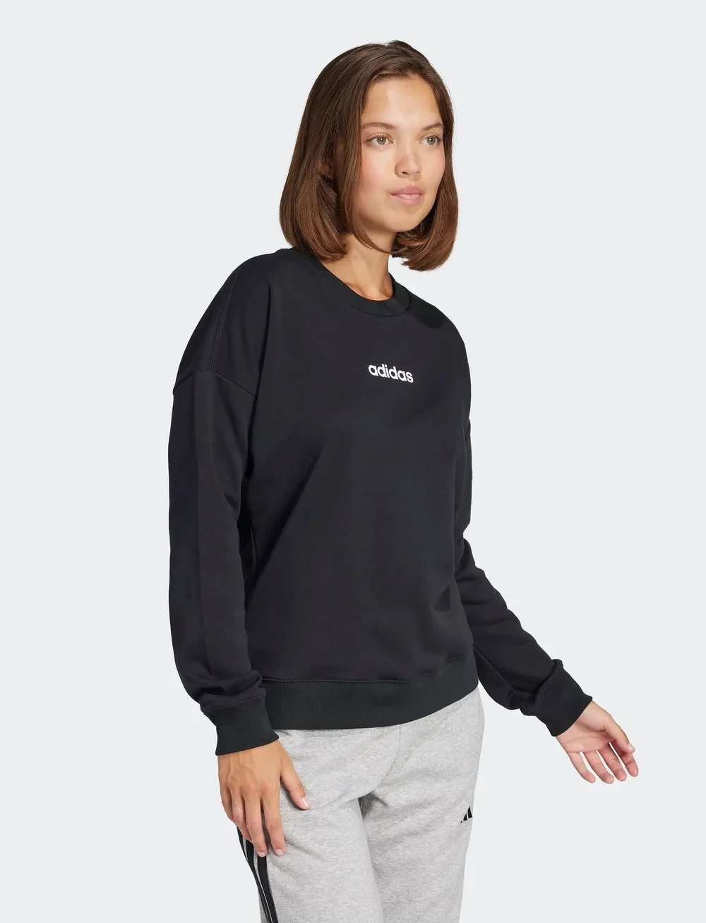 adidas Sportswear - W LIN FT SWT - sweatshirts - black/white - 0
