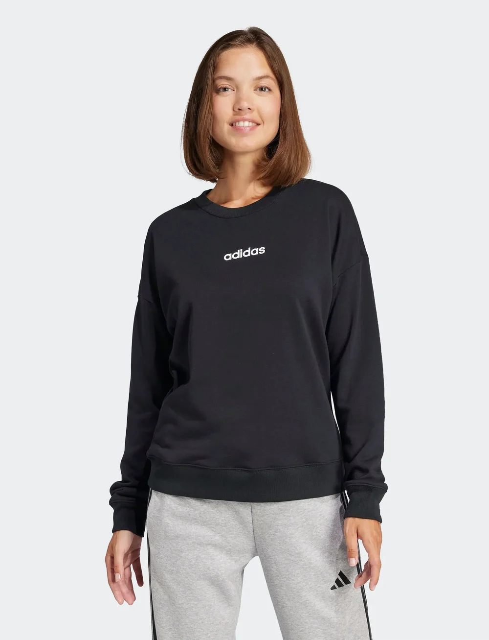 adidas Sportswear - W LIN FT SWT - sweatshirts - black/white - 5