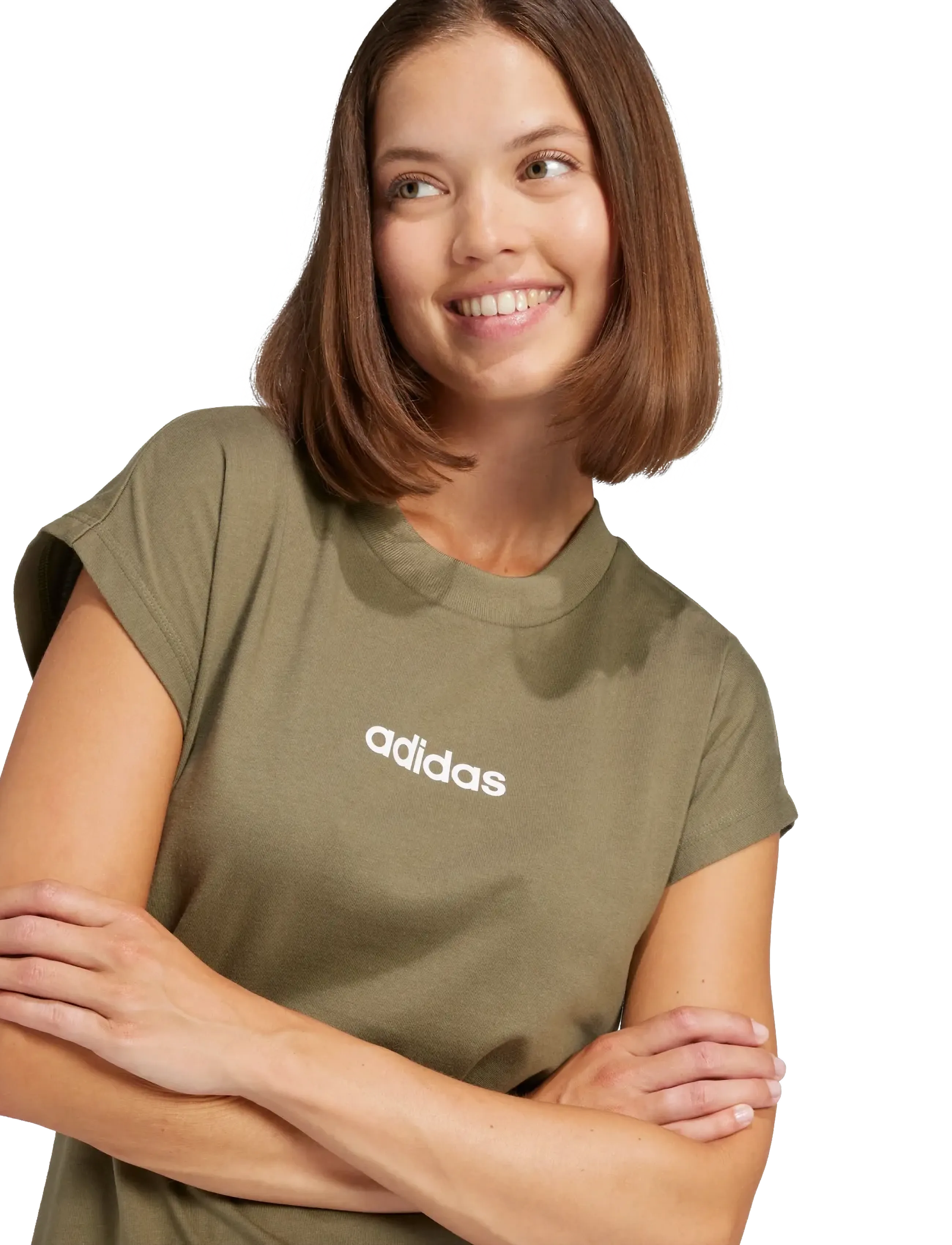 adidas Sportswear - W LIN SJ T - t-shirts - olistr/white - 4
