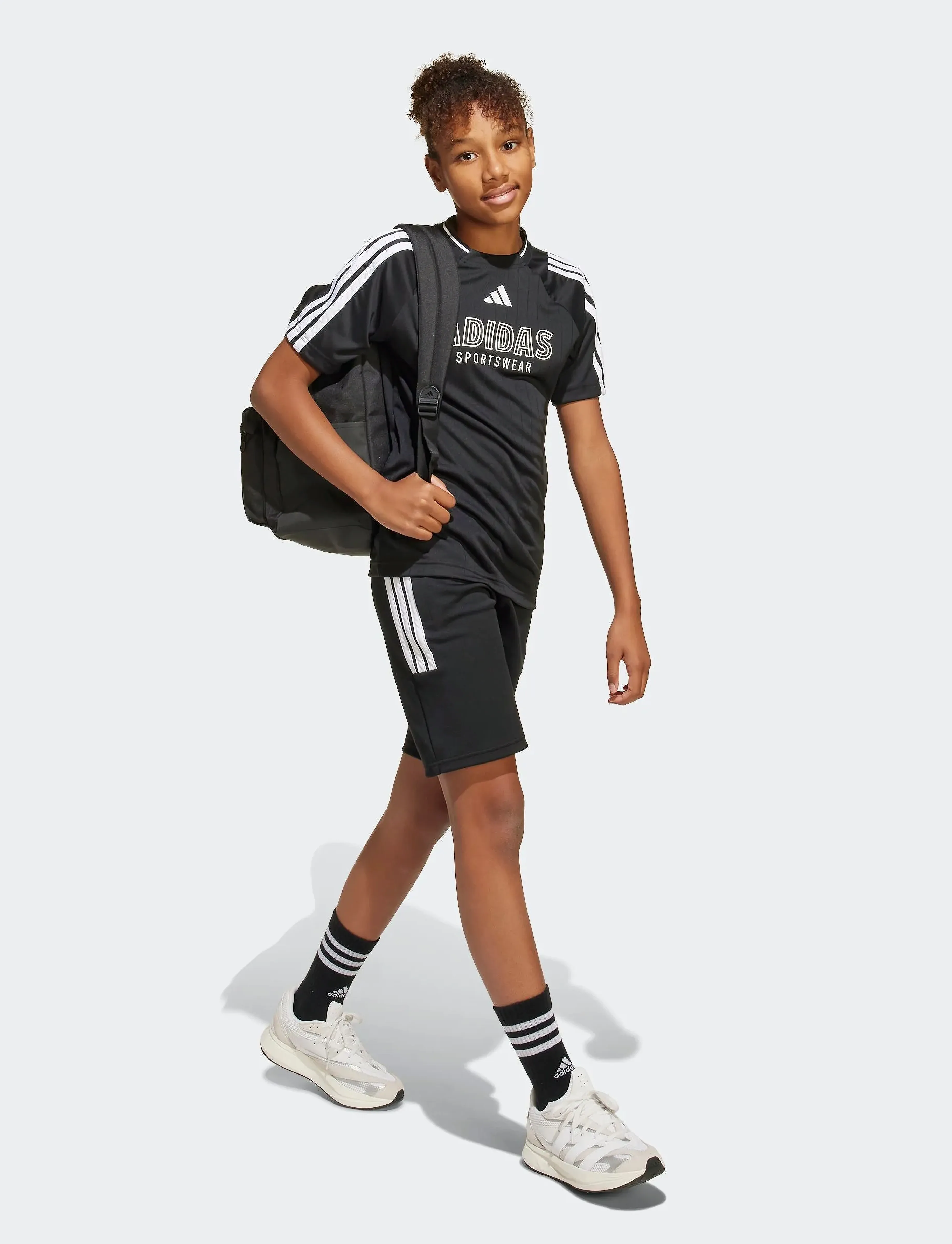 adidas Sportswear - J HOT TEE - sportstoppe - black/white - 0