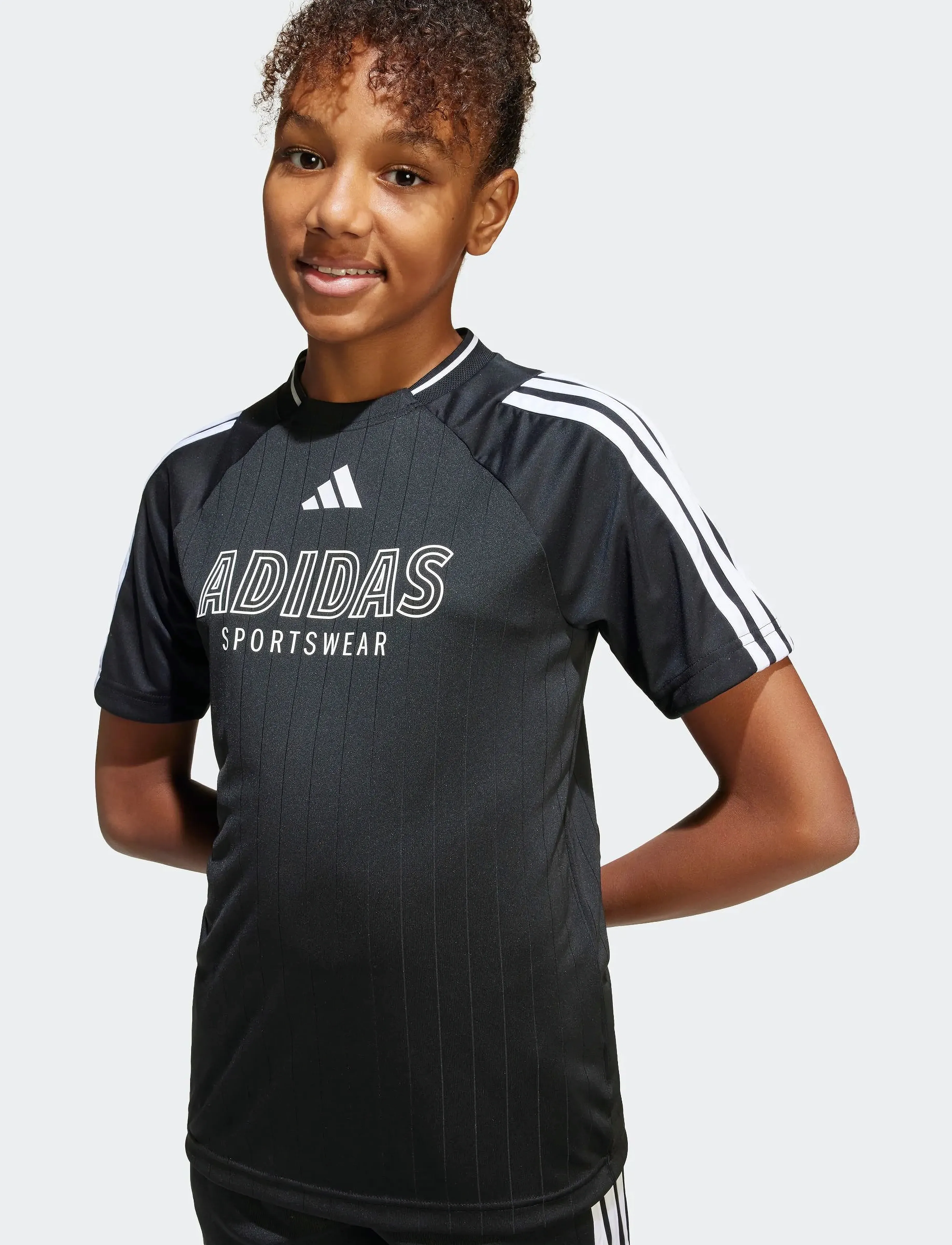 adidas Sportswear - J HOT TEE - sportstoppe - black/white - 3