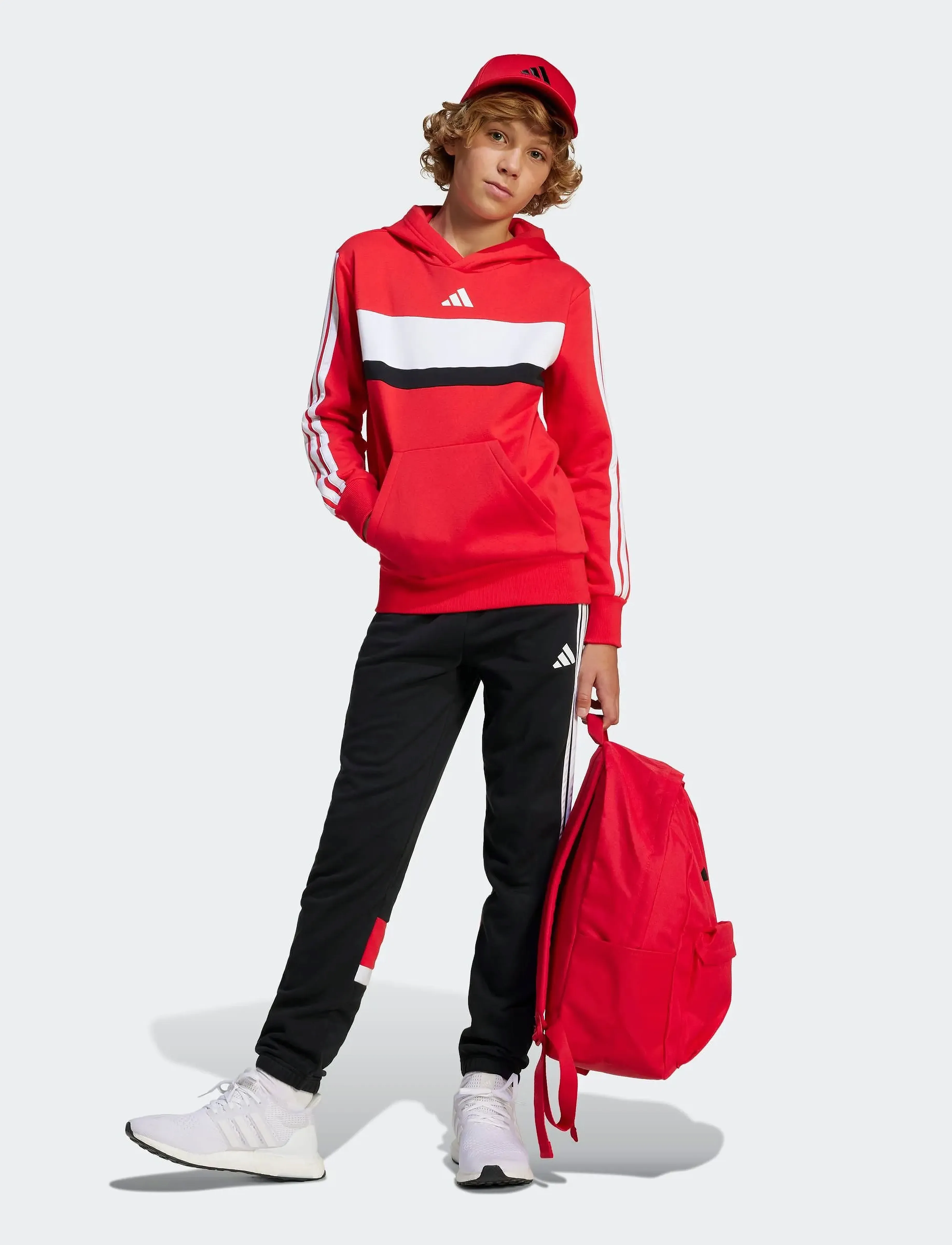 adidas Sportswear J 3S TIB FL HD - Sweatshirts & Kapuzenpullover - PURRUB/WHITE / red