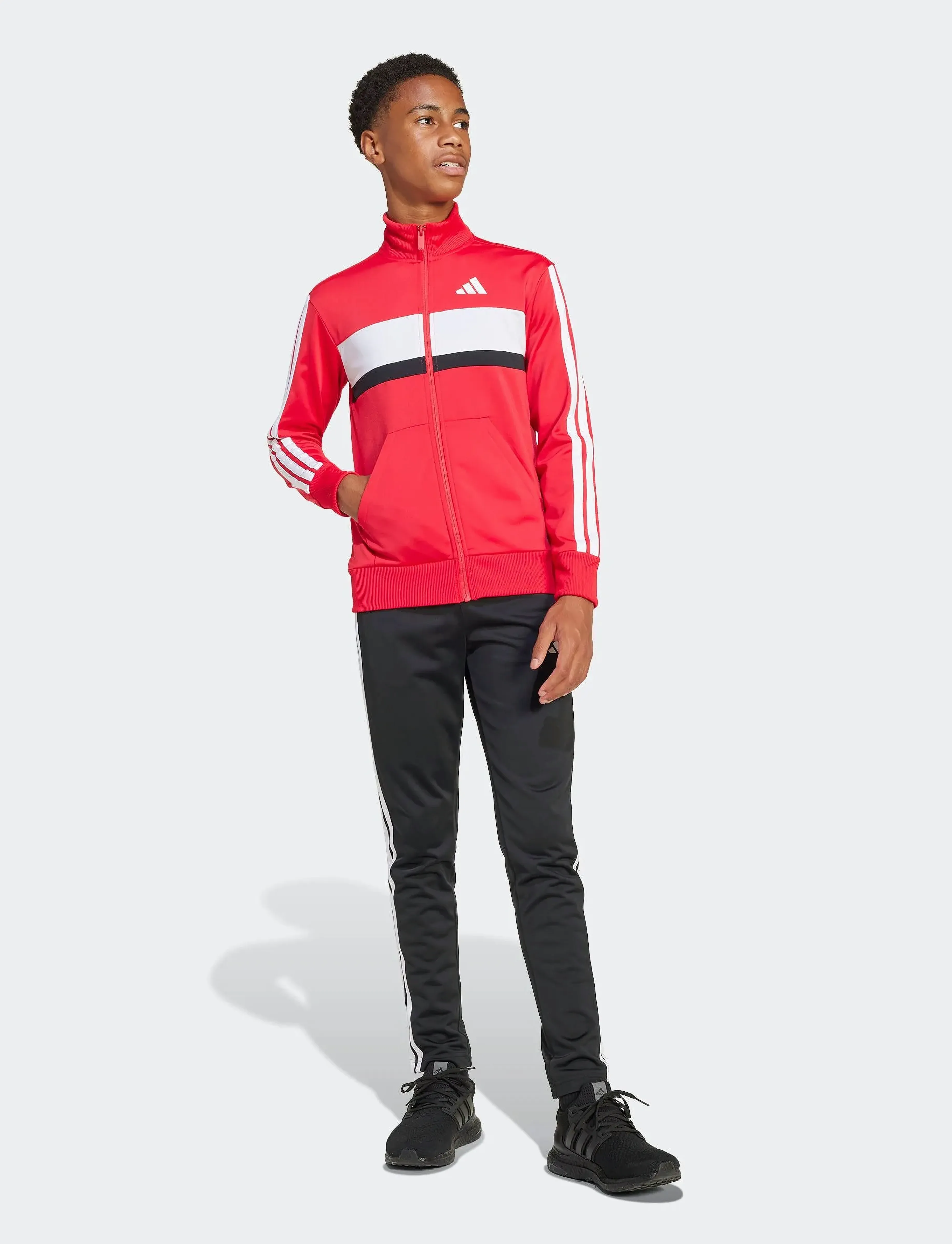 adidas Sportswear J 3S TIBERIO TS - Tracksuits - PURRUB/WHITE / red