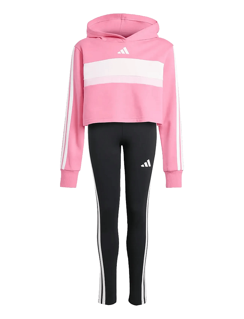 adidas Sportswear - JG 3S TIB FL ST - treniņtērpi un divdaļīgi komplekti - pnkfus/white/clpink - 1