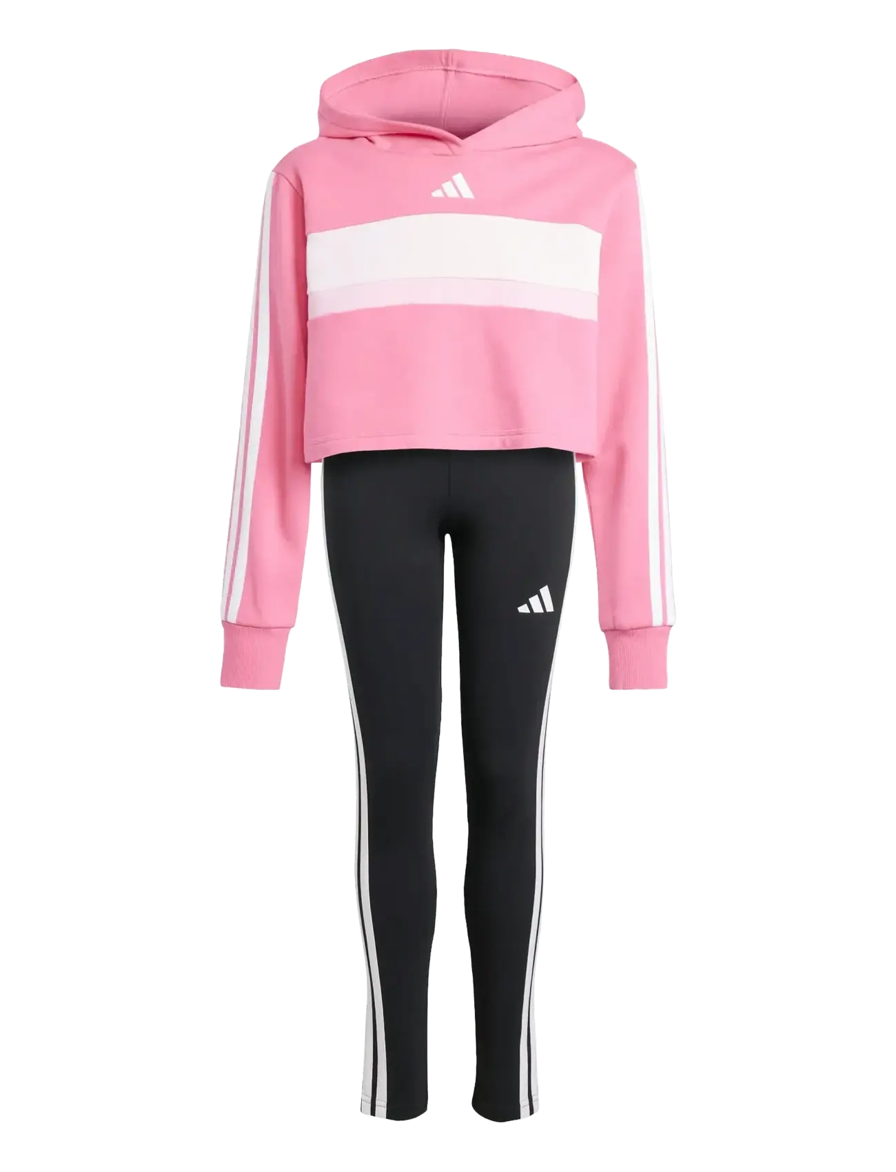 adidas Sportswear JG 3S TIB FL ST - Joggingsæt - PNKFUS/WHITE/CLPINK / pink/rose