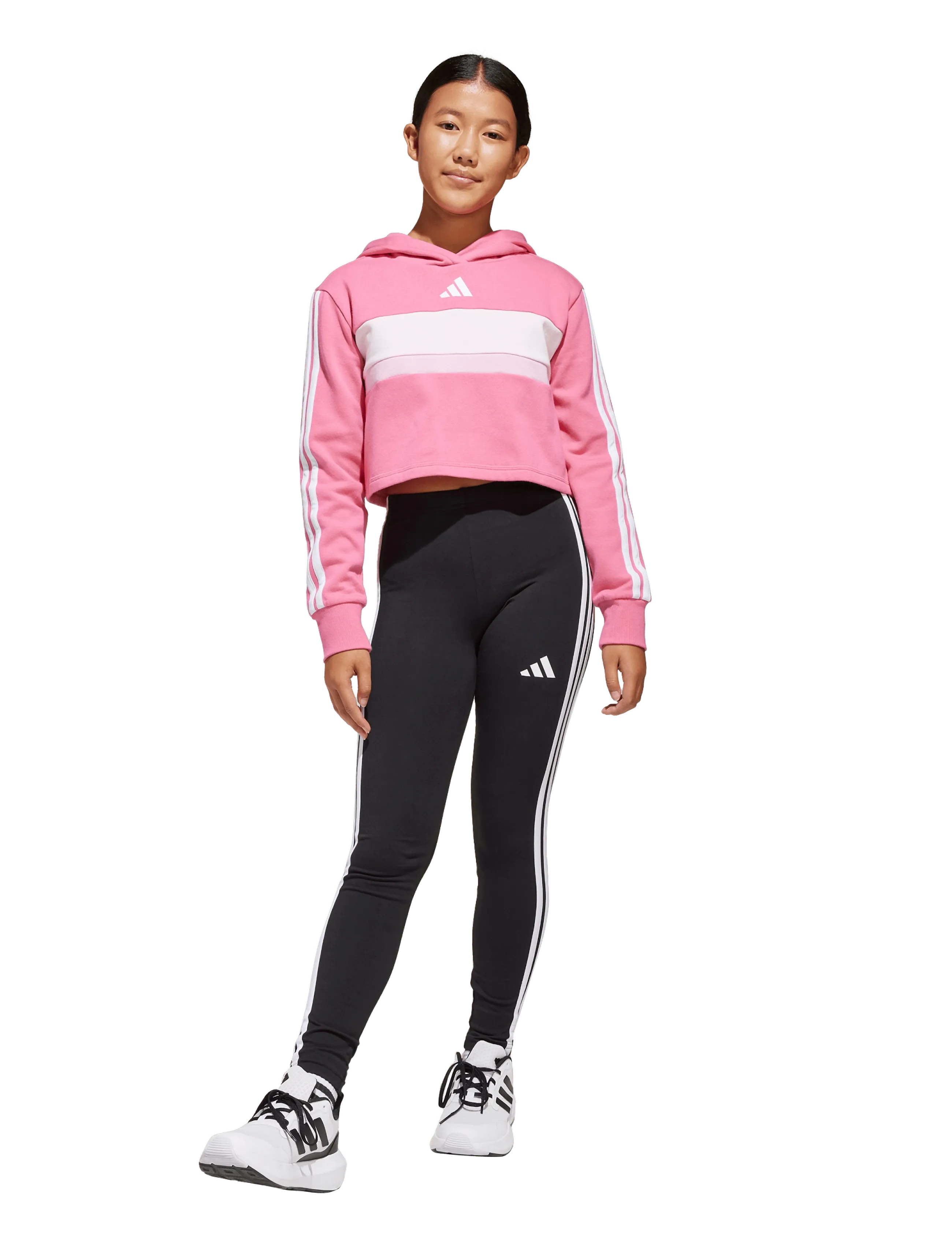 adidas Sportswear - JG 3S TIB FL ST - joggingsæt & matchende sæt - pnkfus/white/clpink - 4