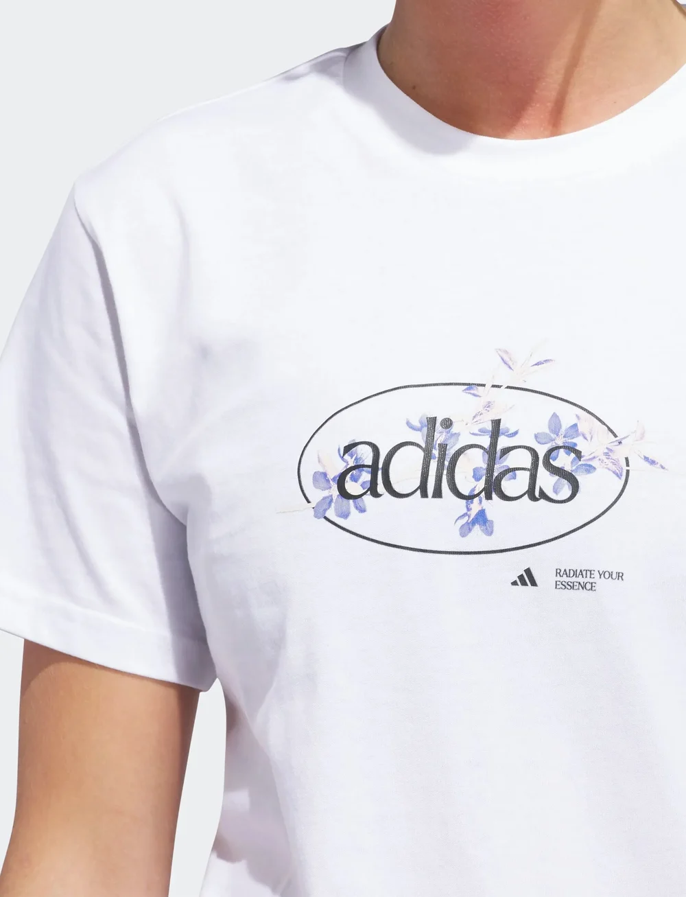 adidas Sportswear - W Elem Flrl Tee - t-shirts - white - 4