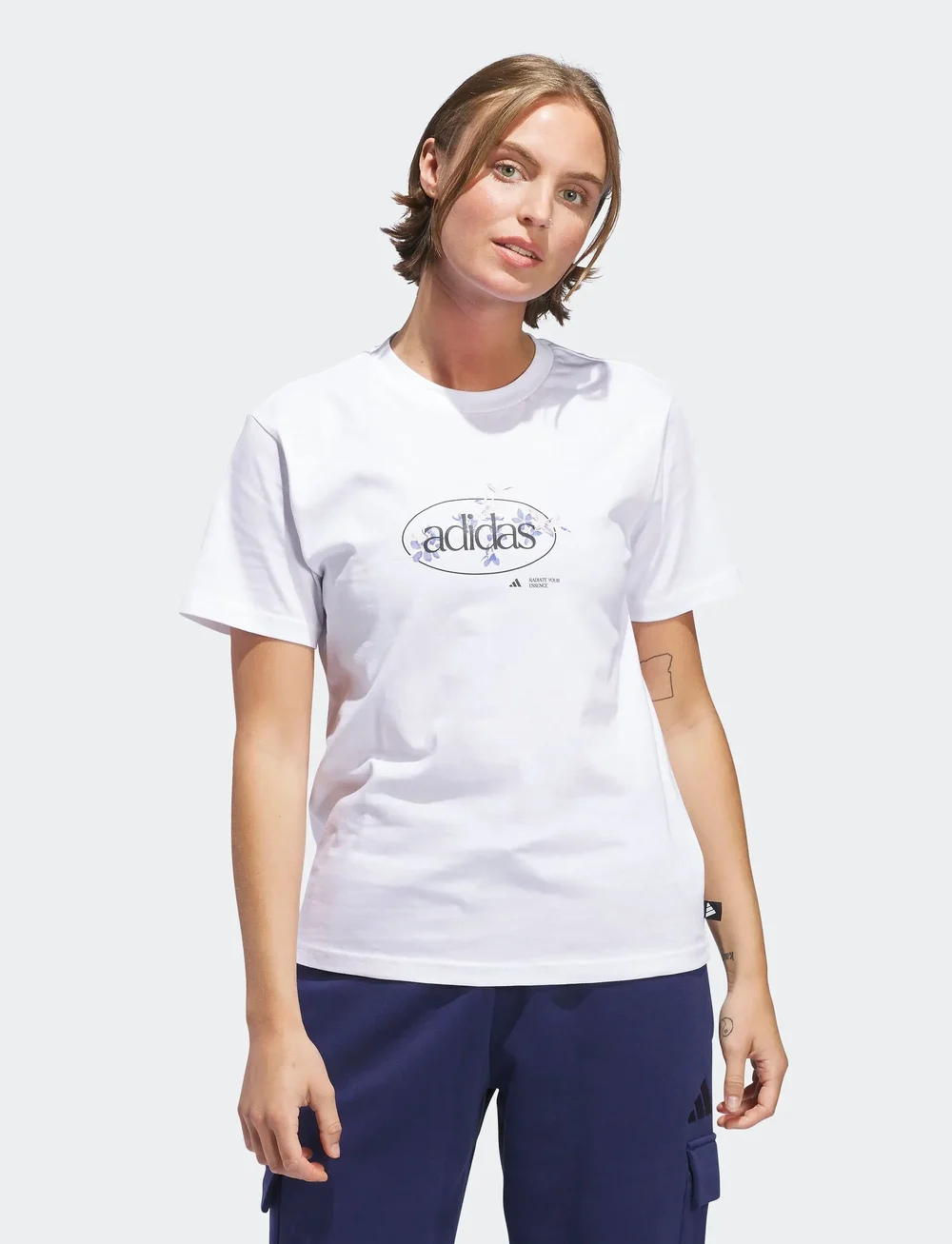 adidas Sportswear - W Elem Flrl Tee - t-shirts - white - 5