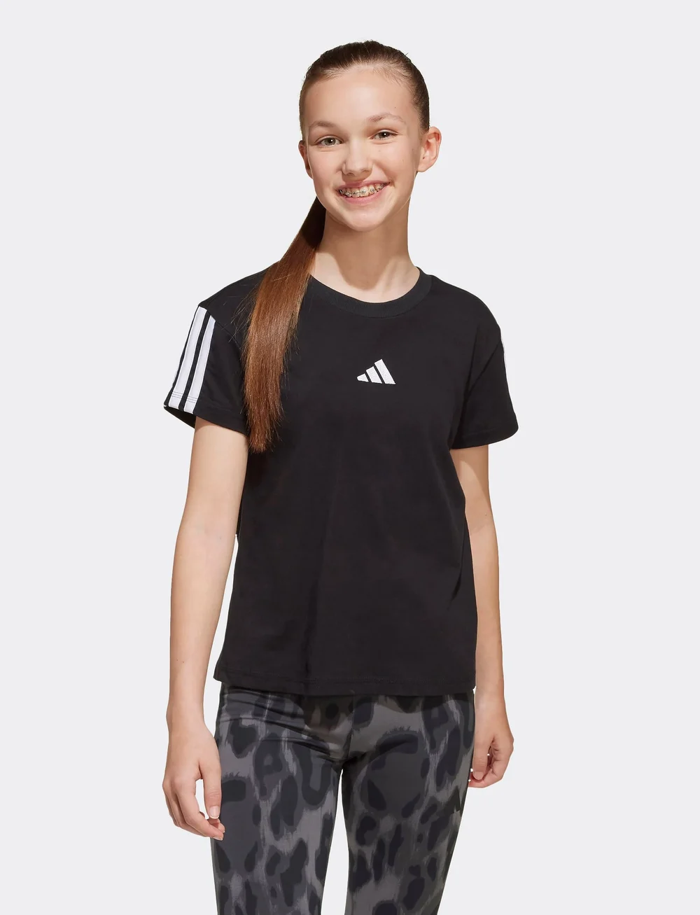adidas Sportswear - JG 3S TEE 160 - kurzärmelig - black/white - 0
