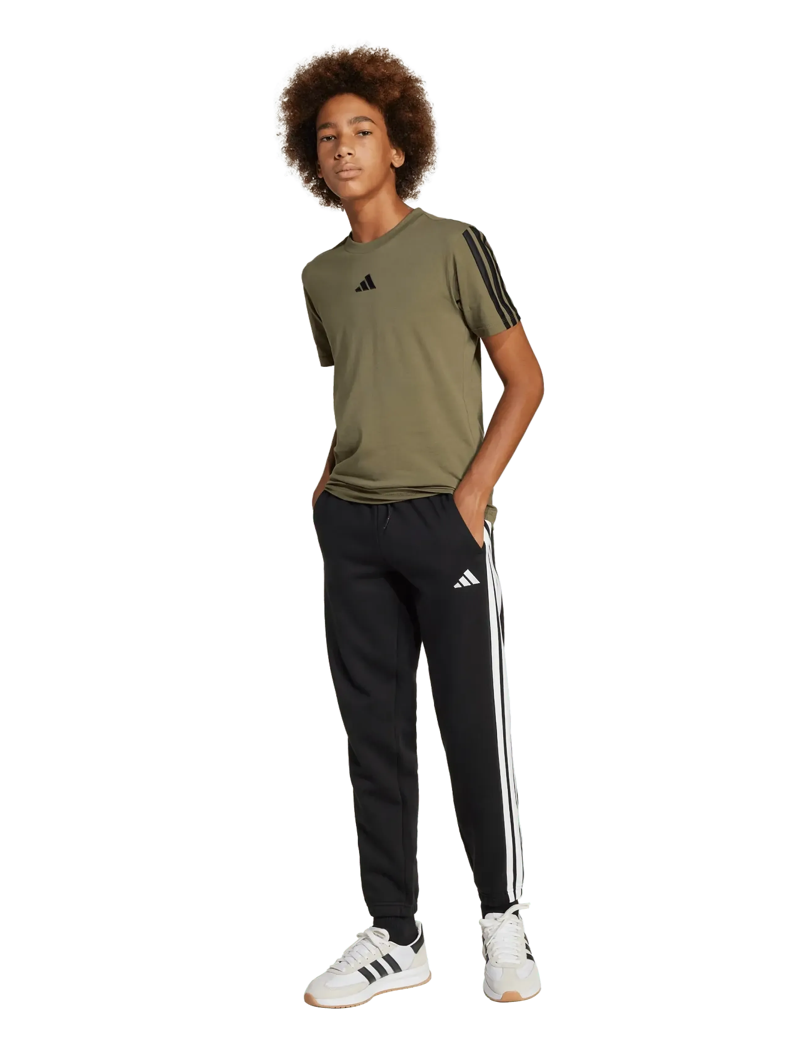 adidas Sportswear J 3S FL PT 280 - Mjukisbyxor - BLACK/WHITE / black