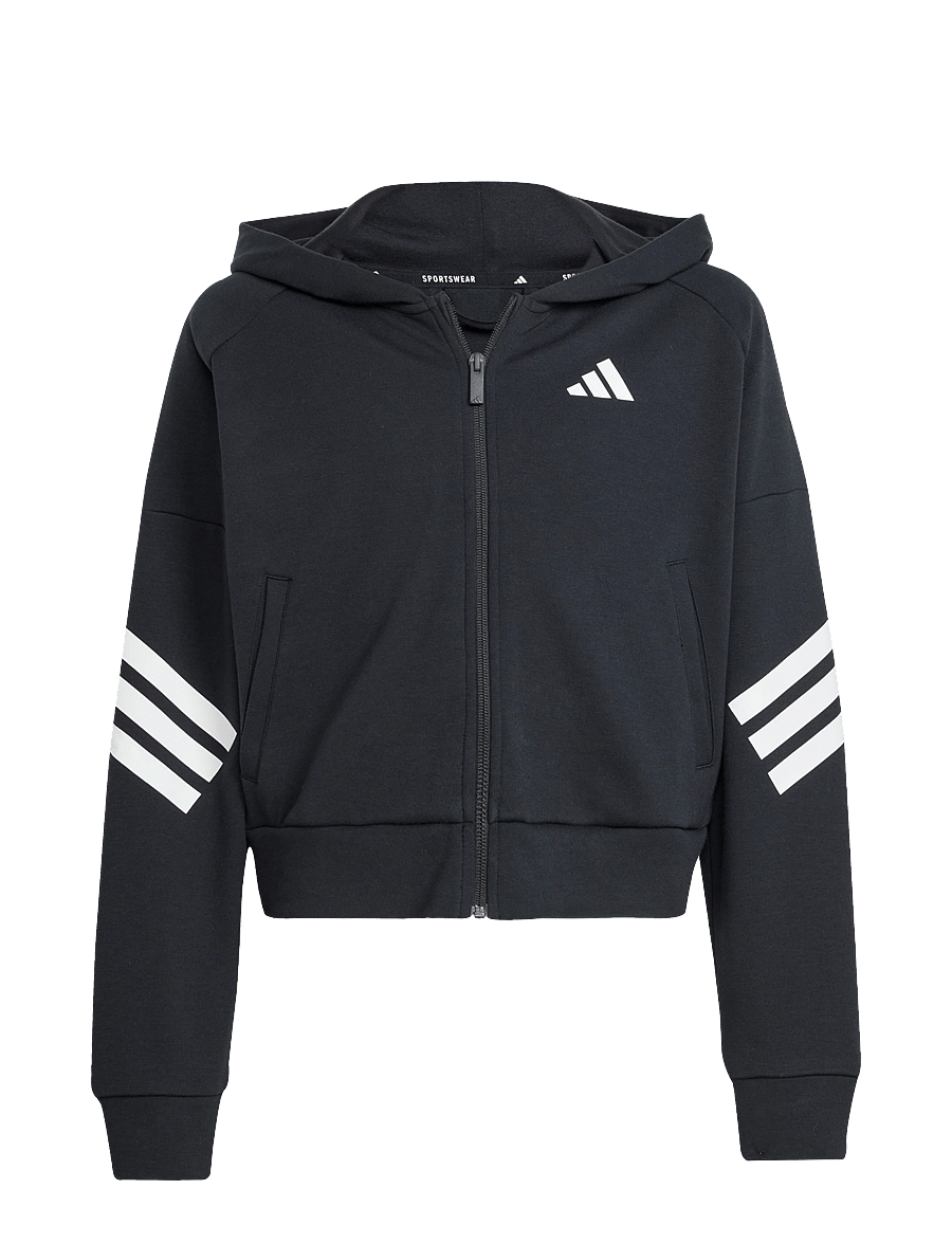adidas Sportswear - JG FI 3S FZ - kapuzenpullover - black/white - 1