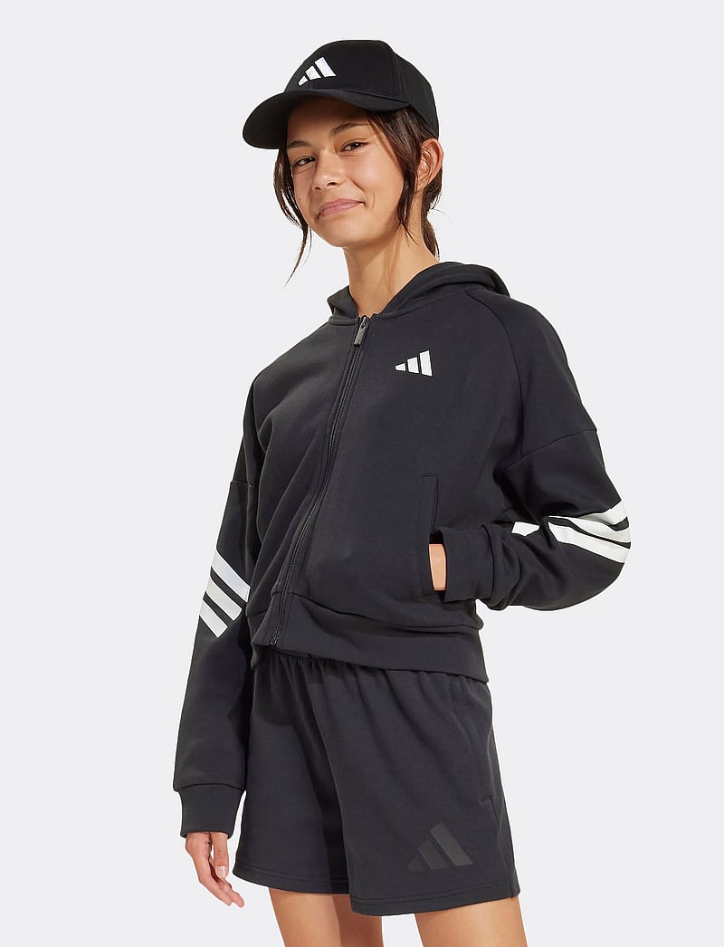 adidas Sportswear - JG FI 3S FZ - kapuzenpullover - black/white - 4