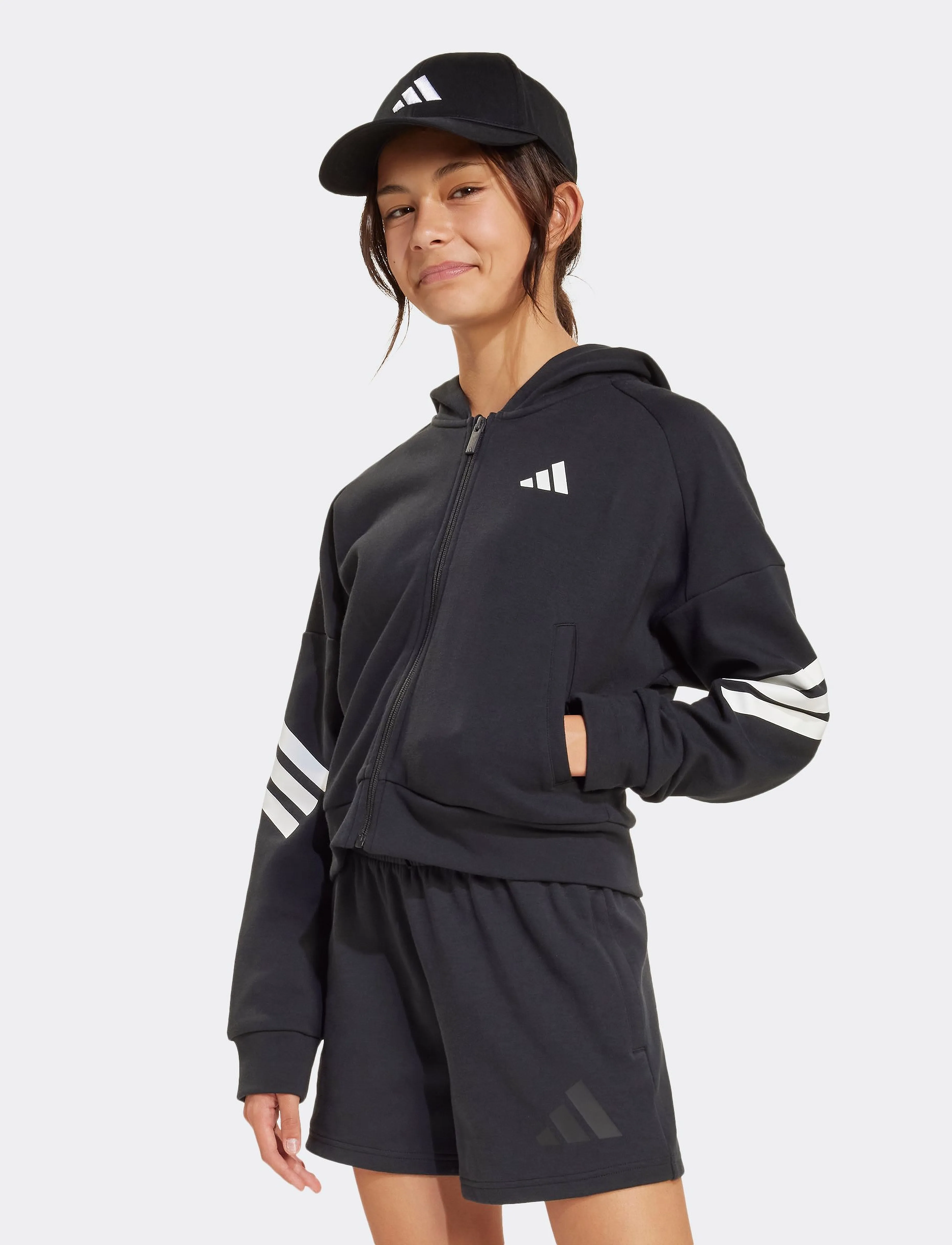 adidas Sportswear - JG FI 3S FZ - kapuzenpullover - black/white - 4