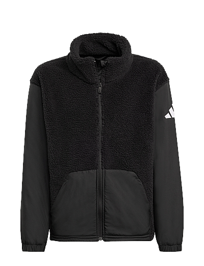 adidas Sportswear J SHERPA JKT - Odzież - BLACK/WHITE / black
