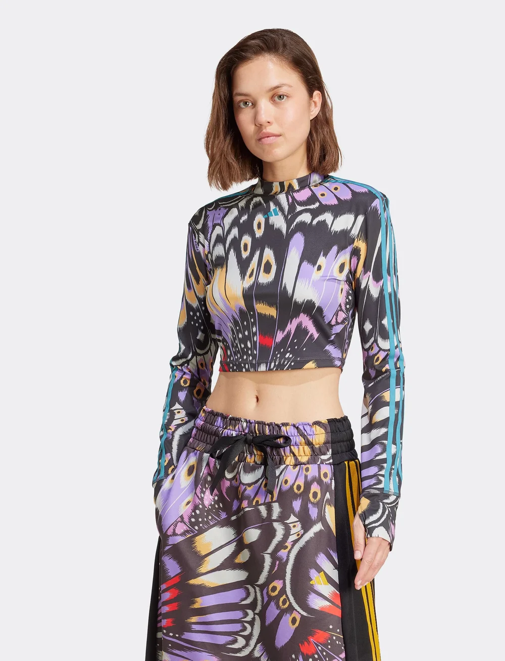 adidas Sportswear - FARM LONGSLEEVE - crop tops - black/prepur/lusred - 0