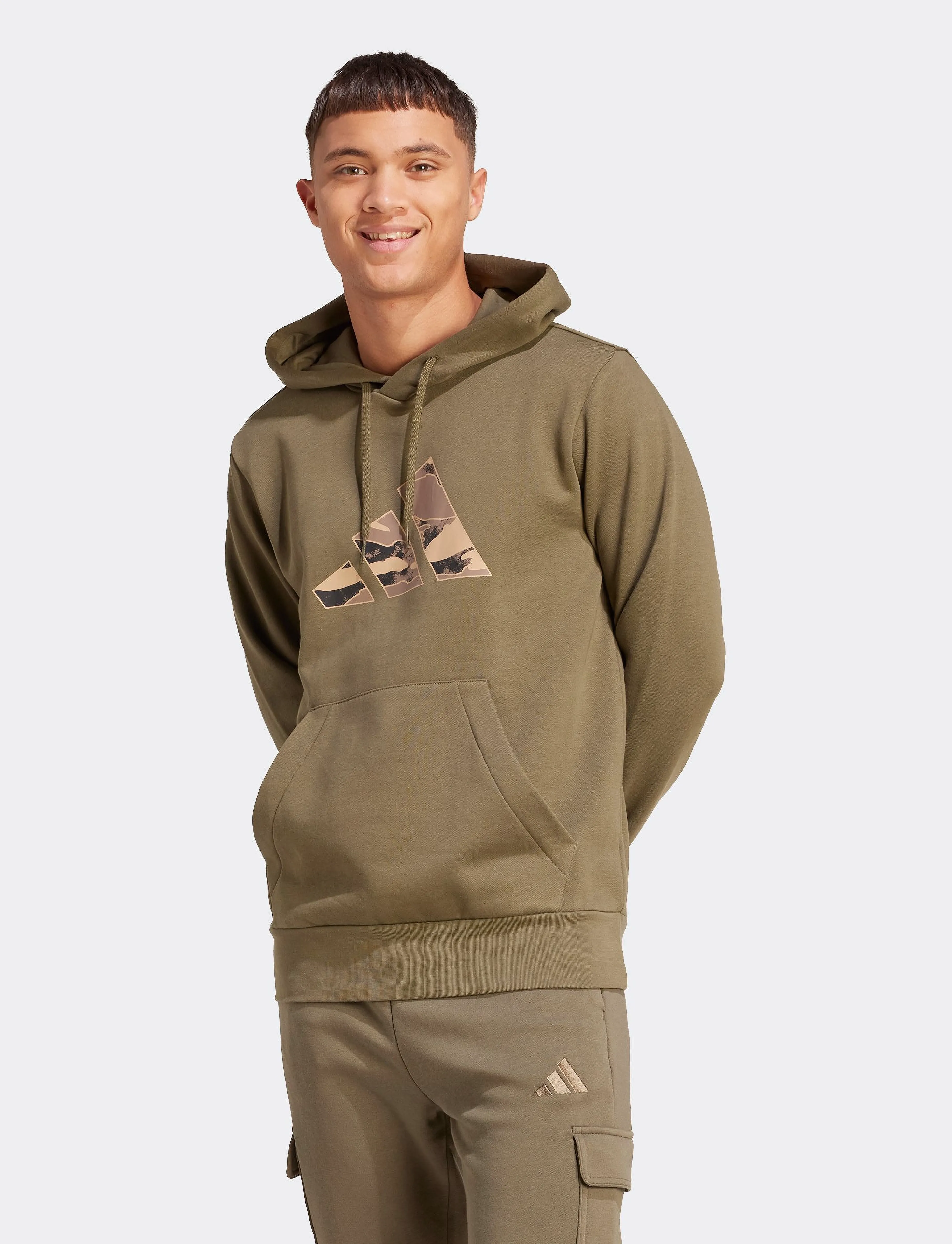 adidas Sportswear M Camo 3B Hd, Camo Hættetrøje, Kakigrøn, Str: XL