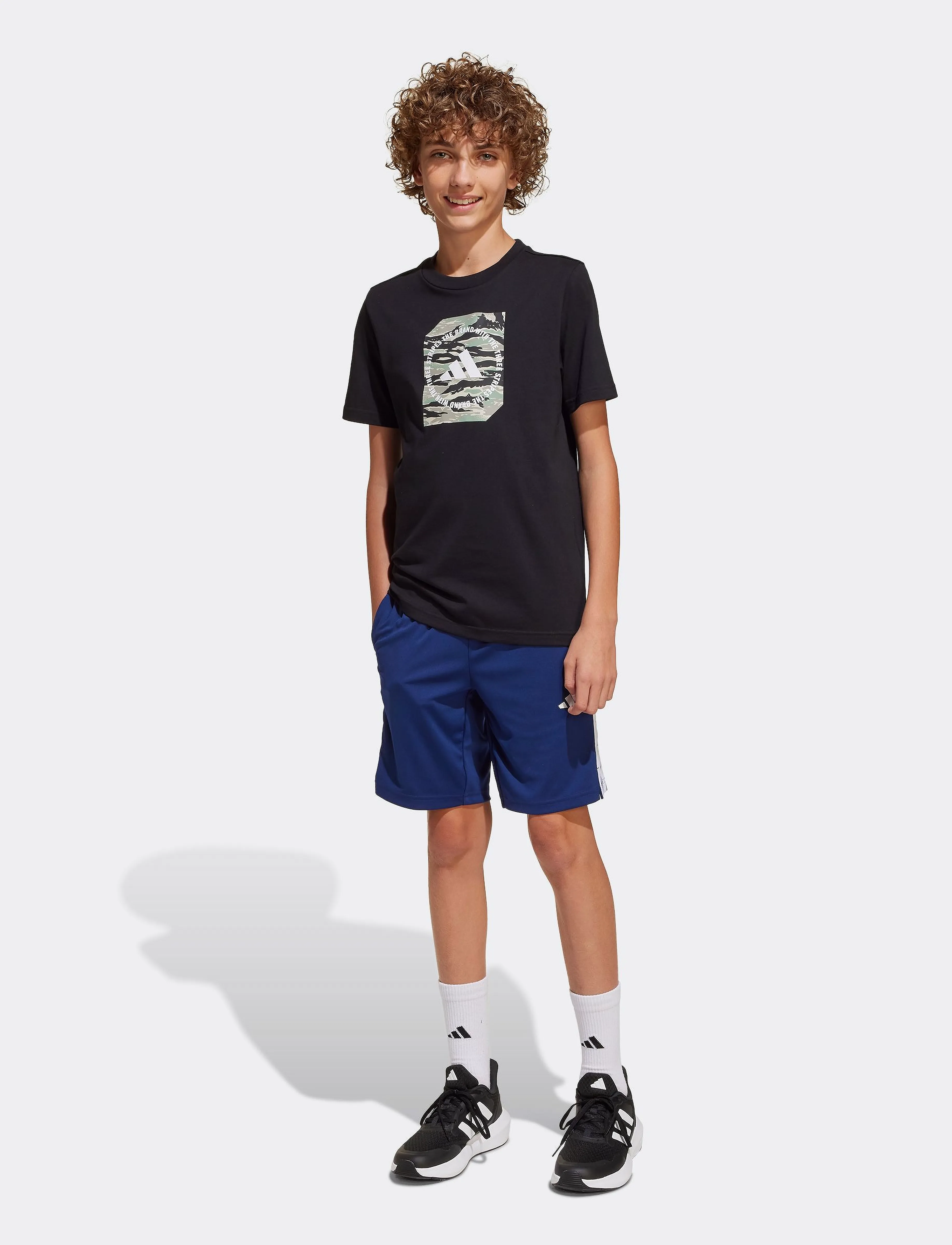 adidas Sportswear B Camo Box, 140, T-shirts, Schwarz - Short-sleeved, Kinder