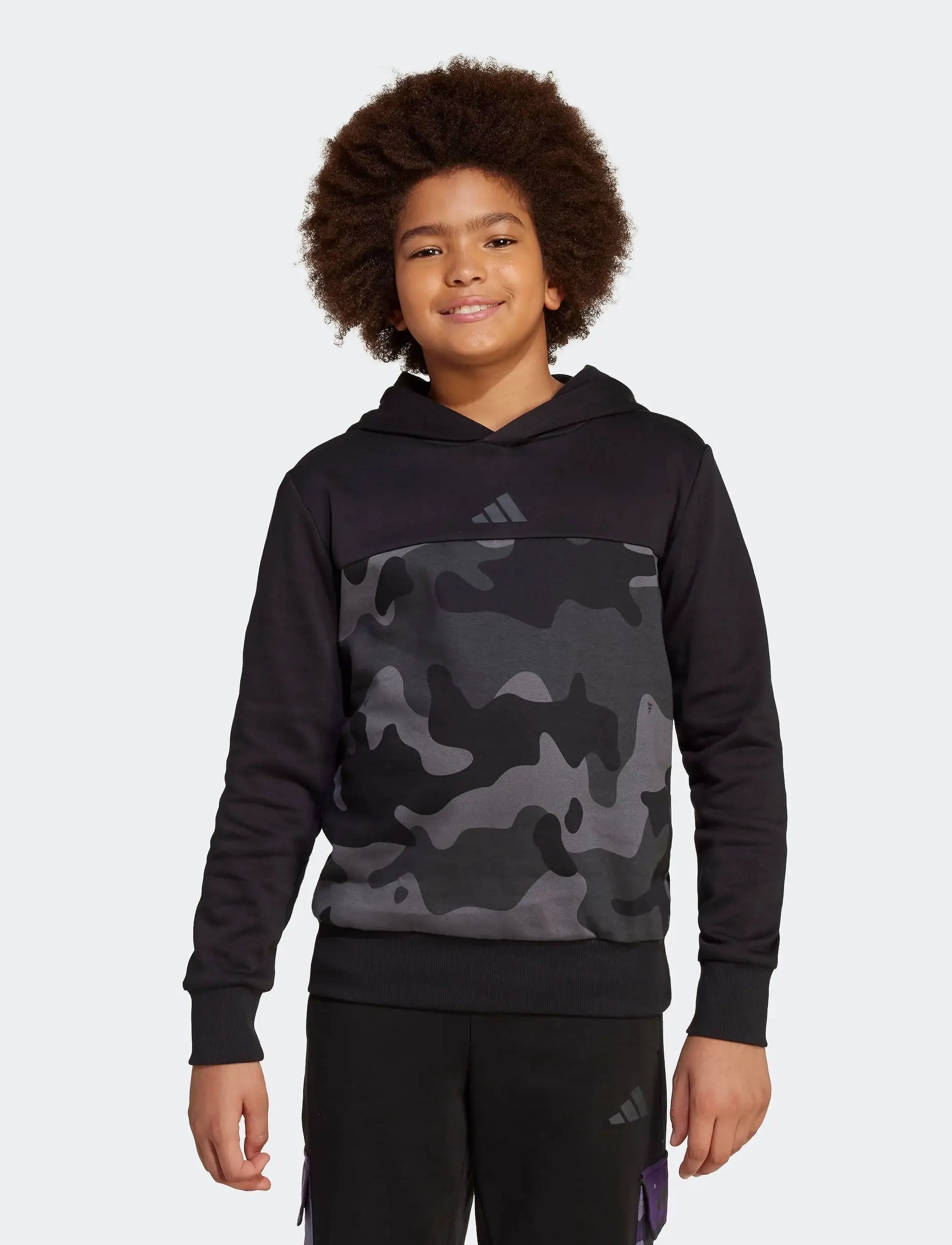 adidas Sportswear J  CAMO FL HD - Sweatshirts & Hættetrøjer - BLACK/WHITE / black