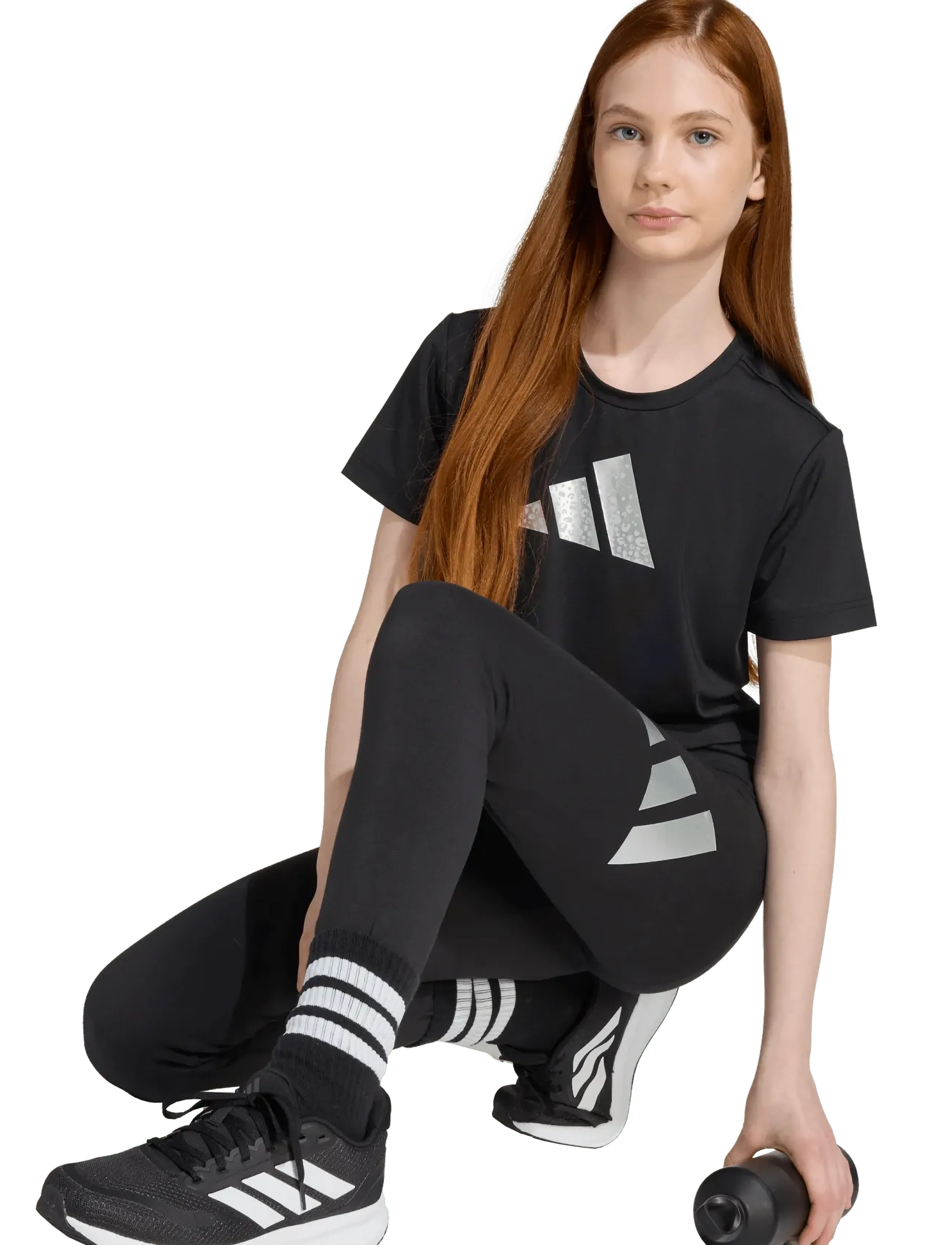 adidas Sportswear - JG GLAM LEG - løbetights & træningstights - black/silvmt - 4