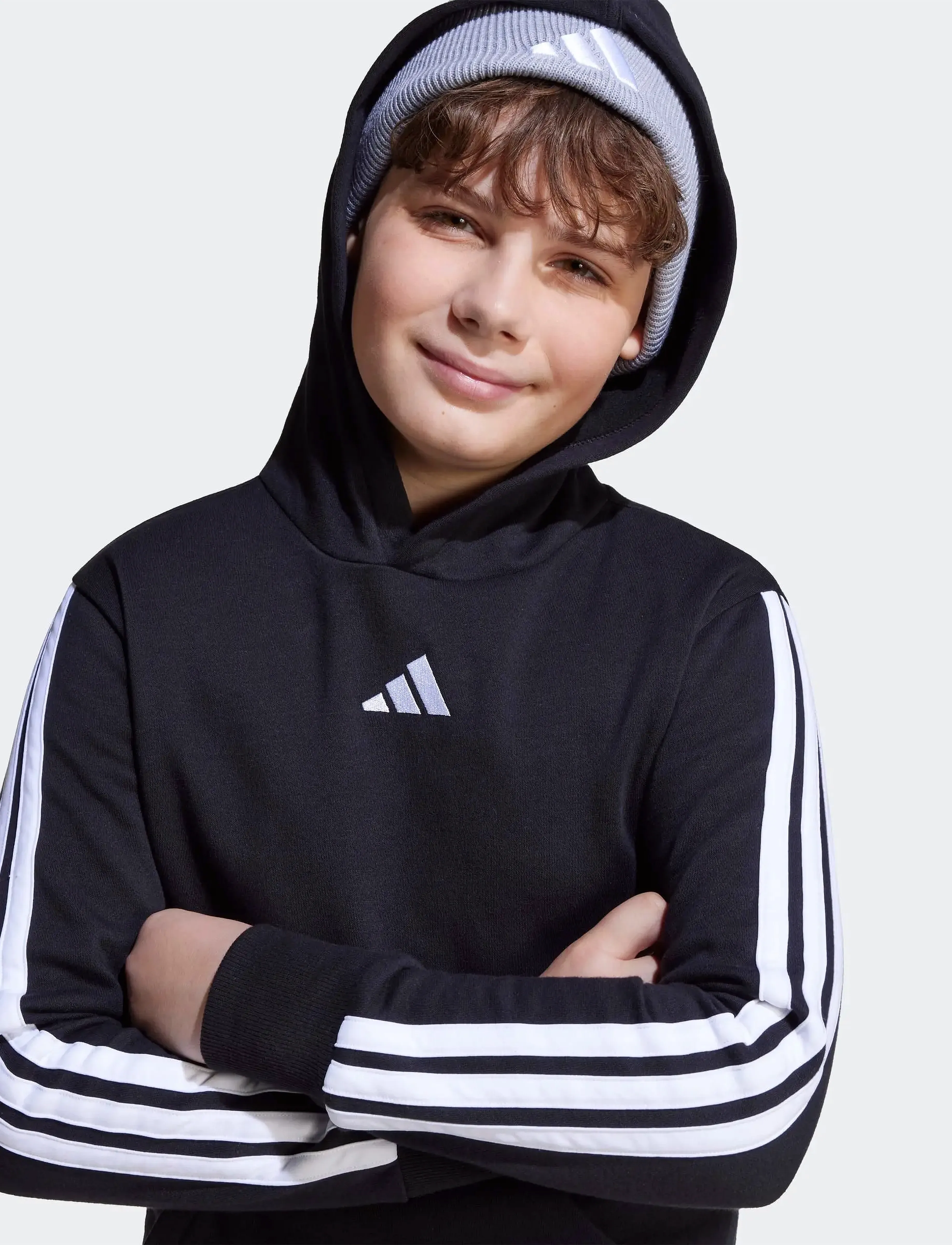 adidas Sportswear - J 3S FL HD 225 - kapuzenpullover - black/white - 2