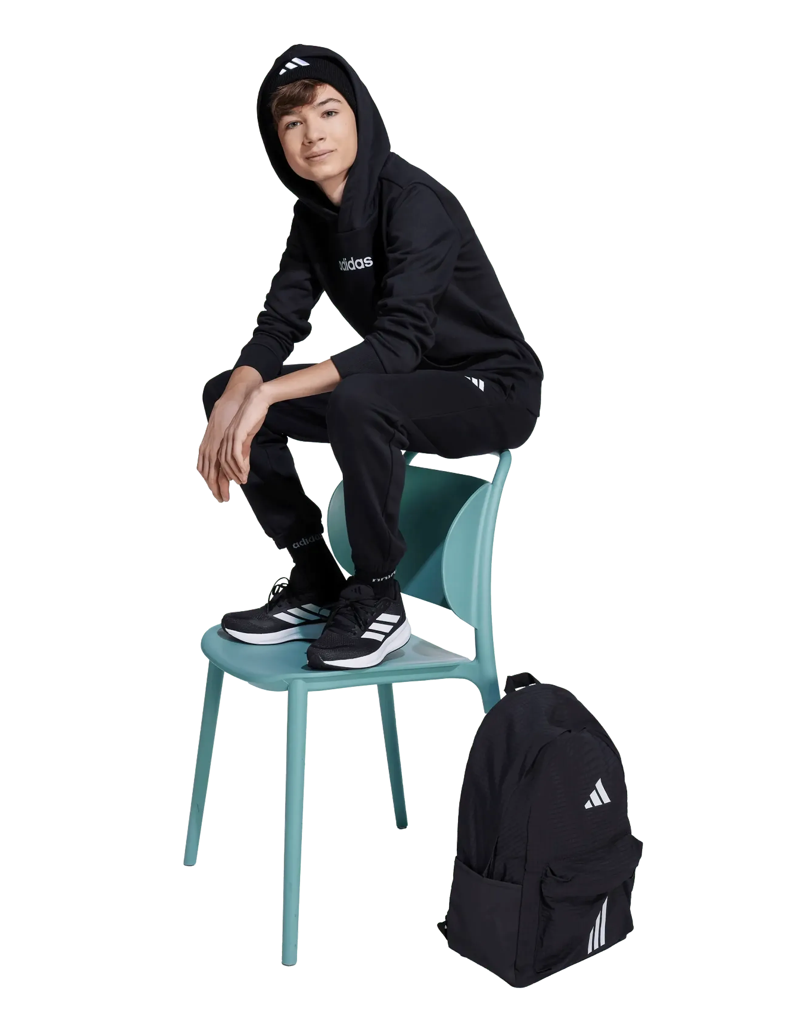 adidas Sportswear J LIN FL HD - Överdelar - BLACK/WHITE / black