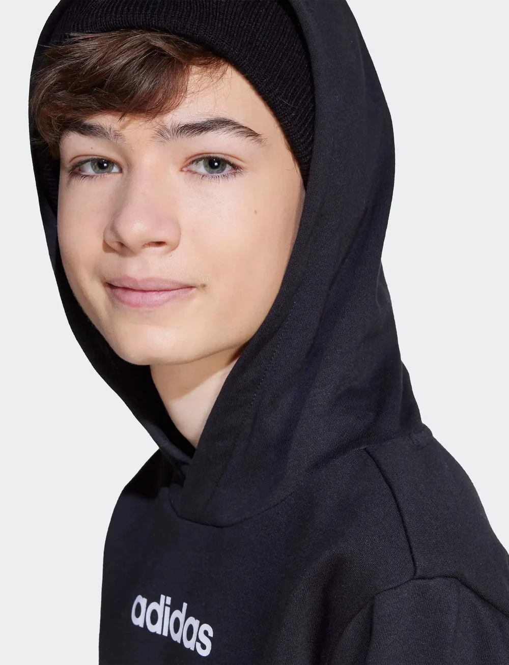 adidas Sportswear - J LIN FL HD - huvtröjor - black/white - 2