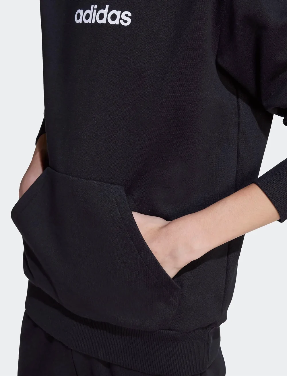 adidas Sportswear - J LIN FL HD - huvtröjor - black/white - 4