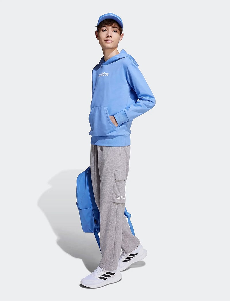 adidas Sportswear - J LIN FL HD - džemperi ar kapuci - blufus/white - 5