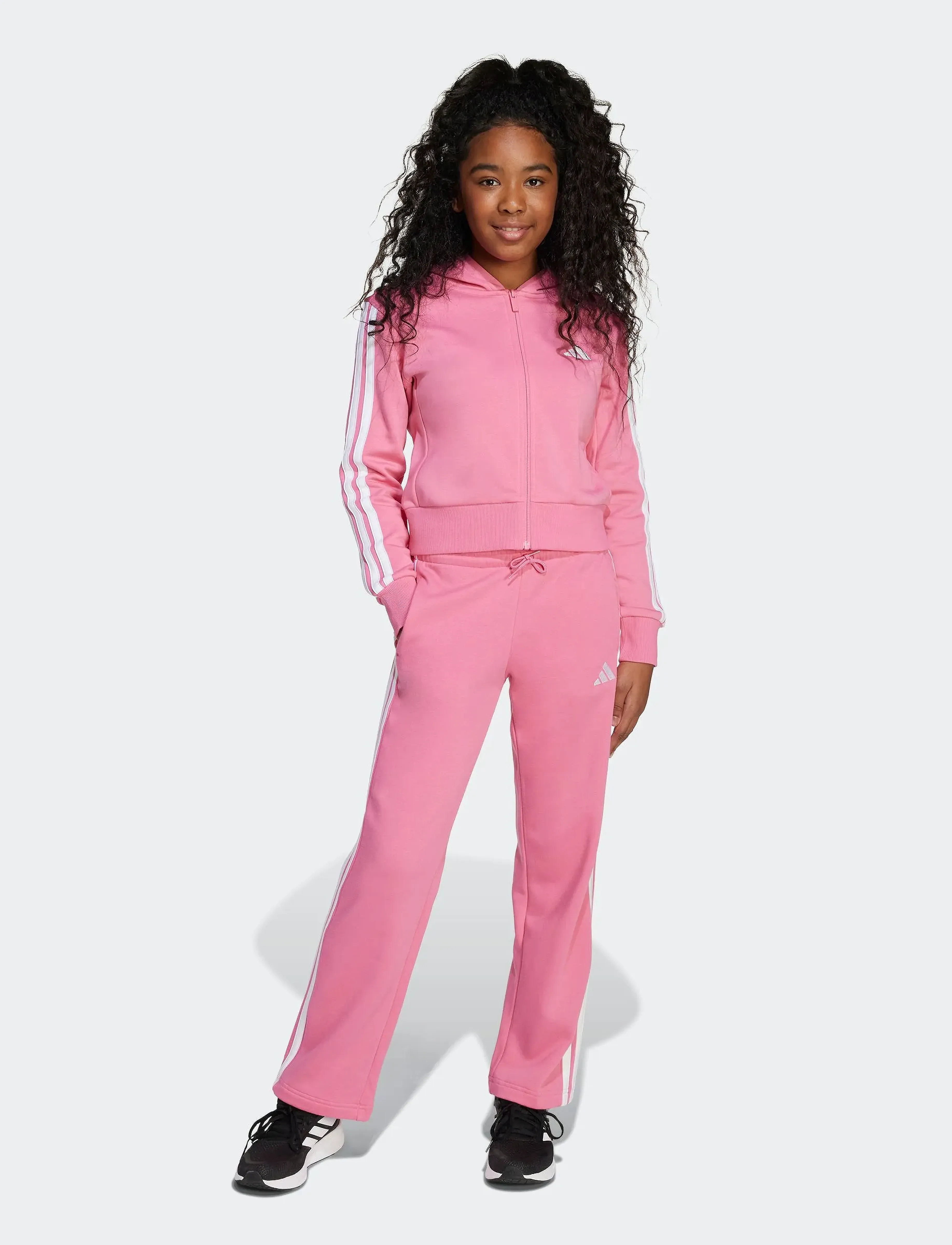 adidas Sportswear JG 3S FL TS 240 - Sportanzüge - PNKFUS/WHITE / pink/rose
