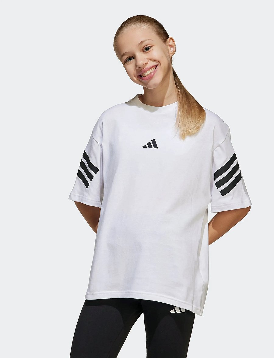 adidas Sportswear - J FI 3S T - kortærmede t-shirts - white/black - 4