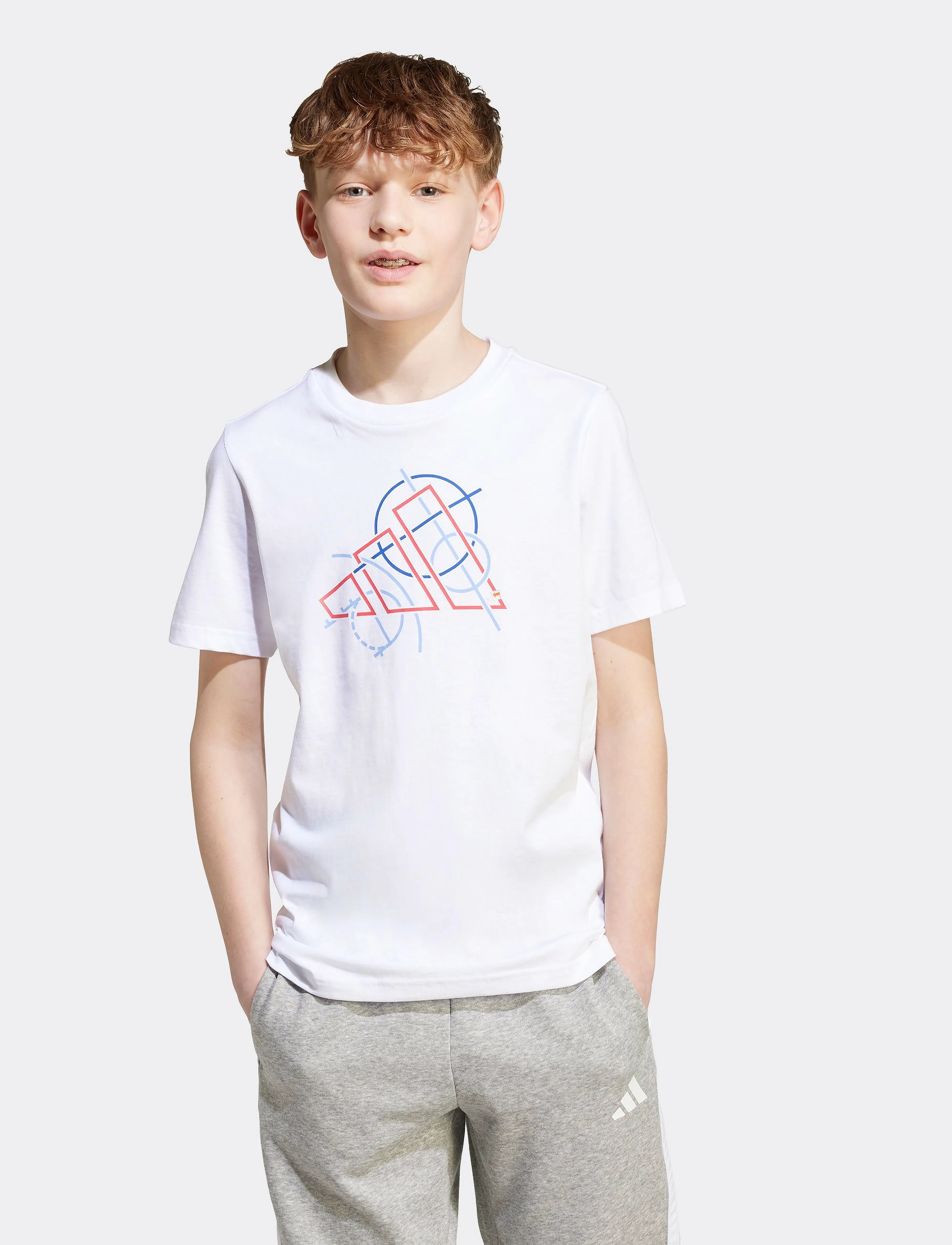 adidas Sportswear J Tech Table T, 128, White, T-Shirts > Kortærmede, Børn