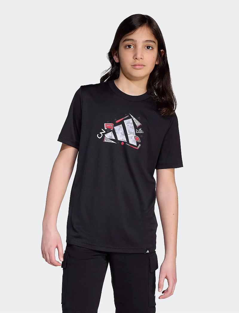 adidas Sportswear - J CAMO TRAIN T - kortærmede t-shirts - black - 0