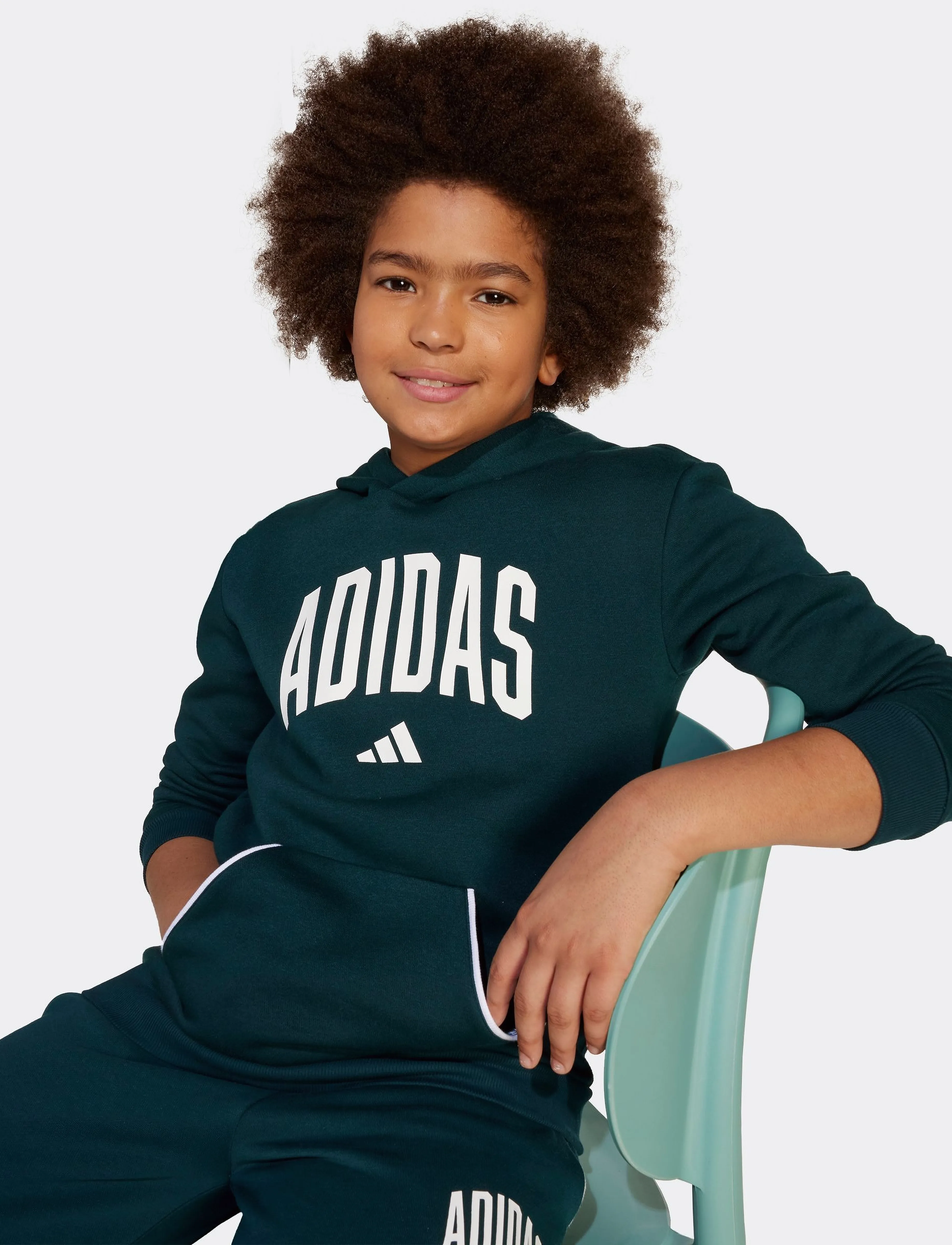 adidas Sportswear - J CLGT OH FL HD - hættetrøjer - aurivy/white - 4