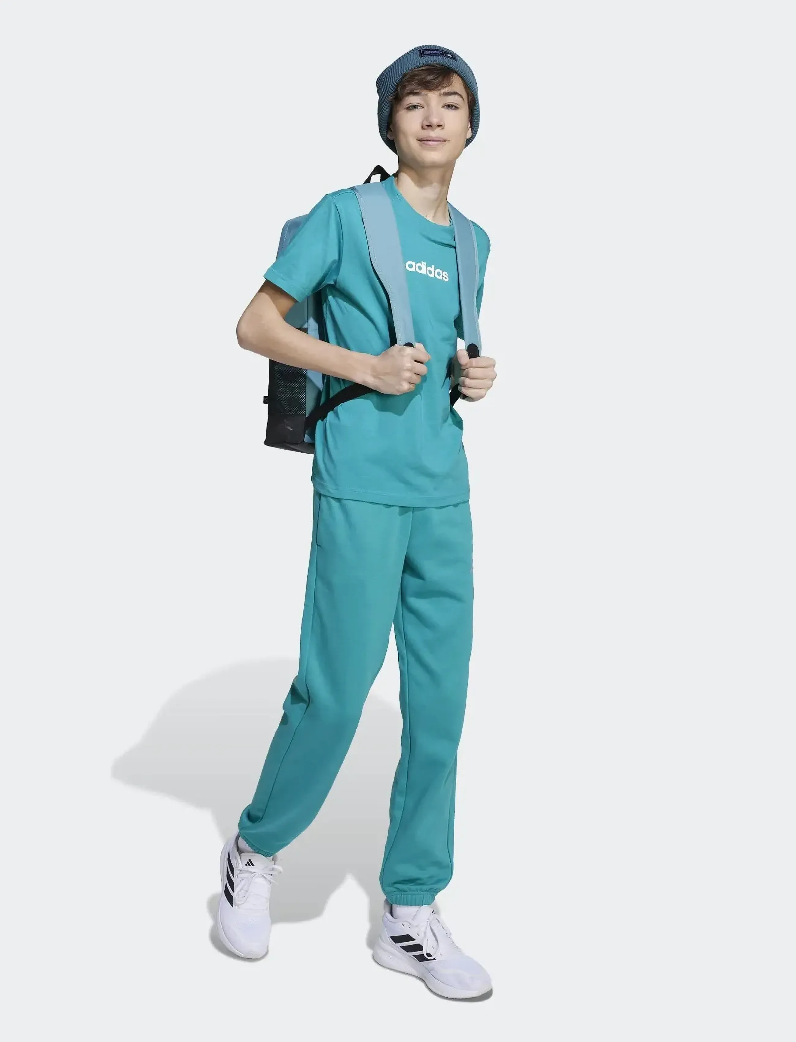 adidas Sportswear J LIN TEE 160 - Lyhythihaiset t-paidat - PURTEA/WHITE / blue
