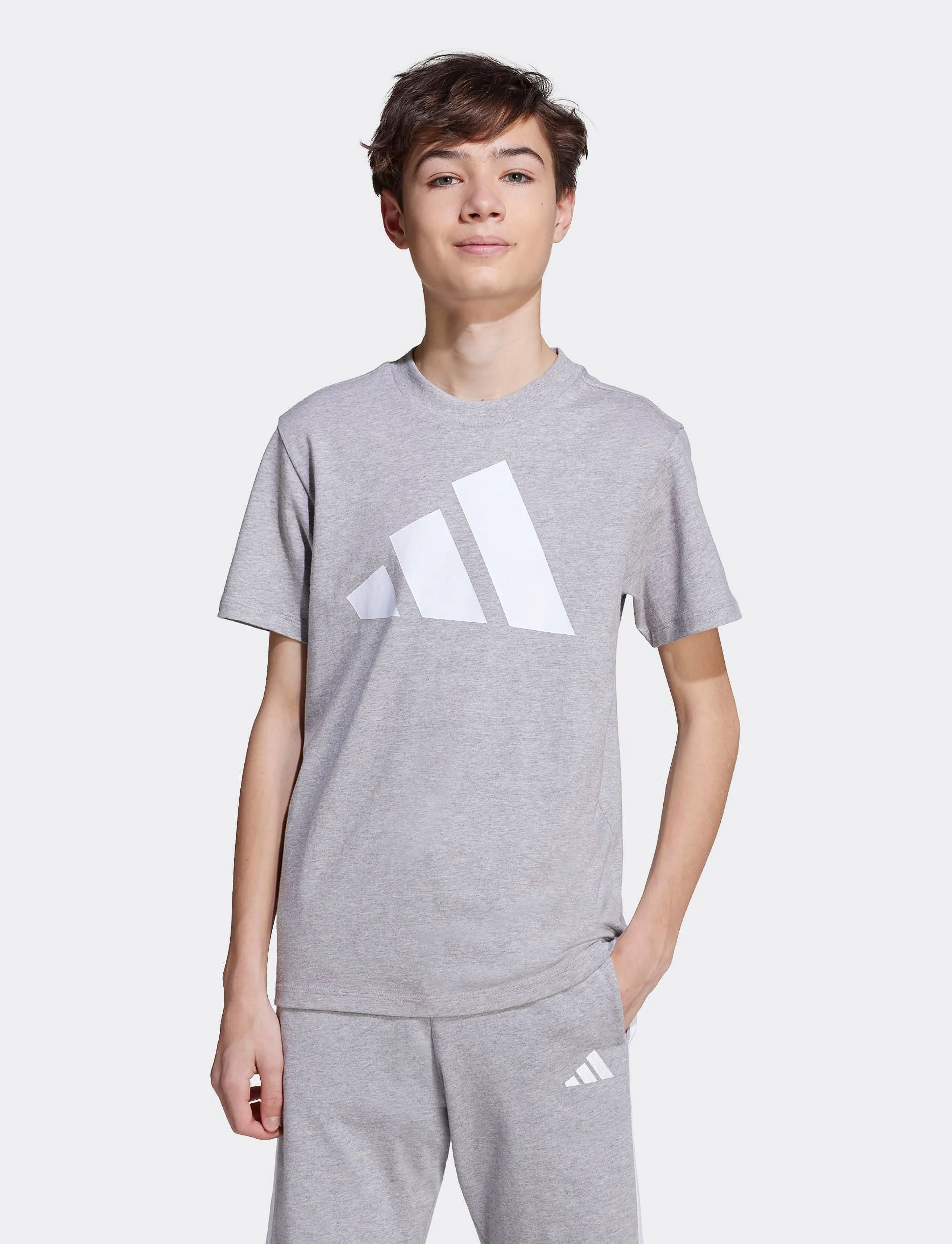 adidas Sportswear J BL TEE 160 - Kortærmede T-shirts - MGREYH/WHITE / grey